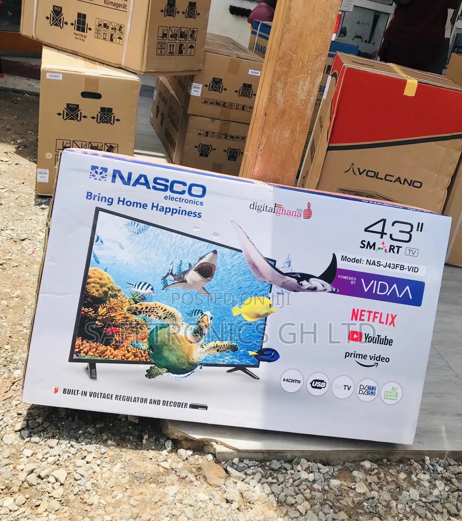 Black Nasco Glossy Led 43 Inches Electric Smart Tv