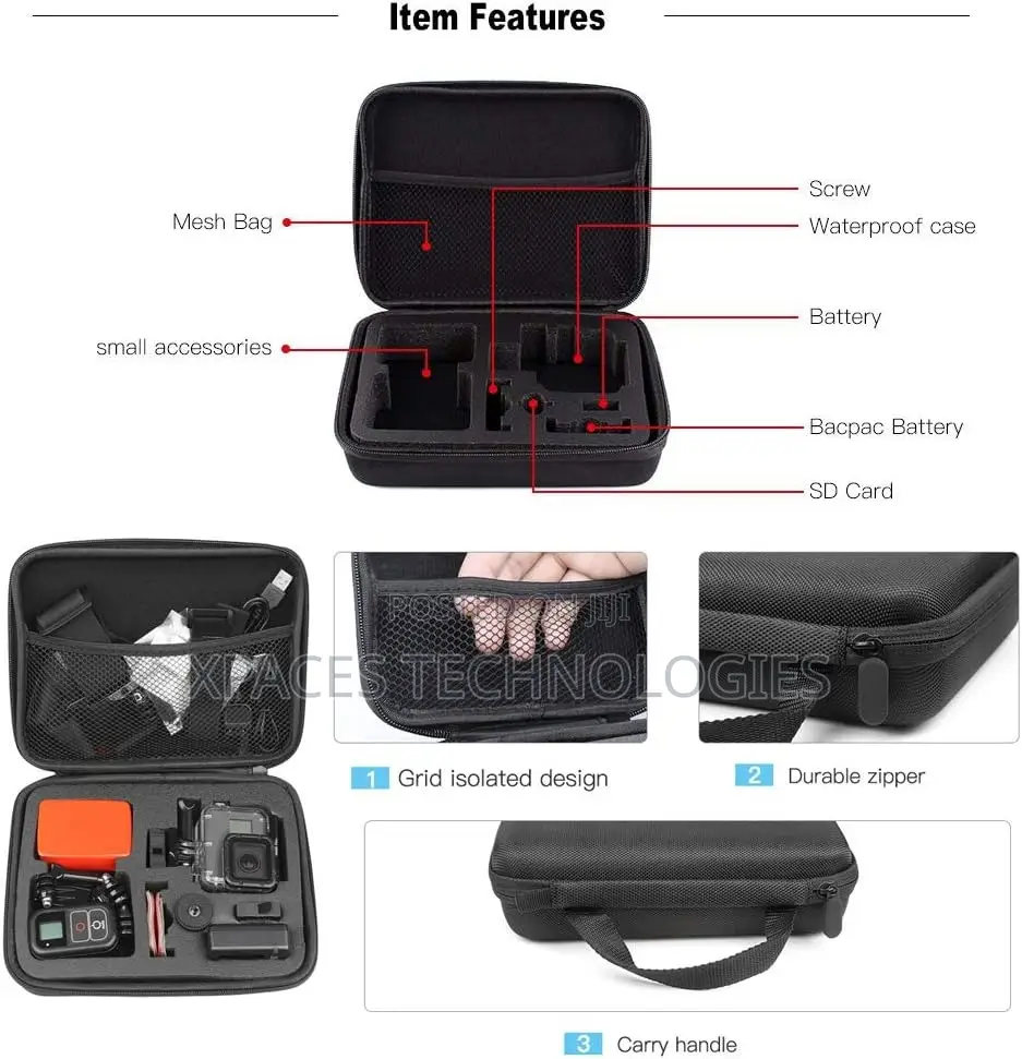 Triosport Shockproof Carrying Case Camera Bag for Gopro Hero