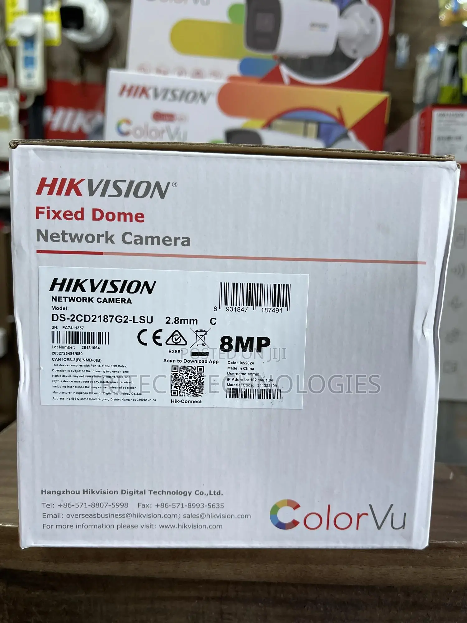 Hikvision 8mp () Full Color Ds-2cd2187g2-L(Su) IP Camera