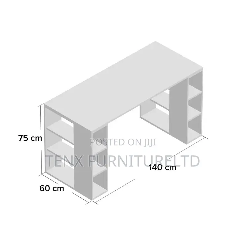 Desk(Built-in Bookcase)Gray N White