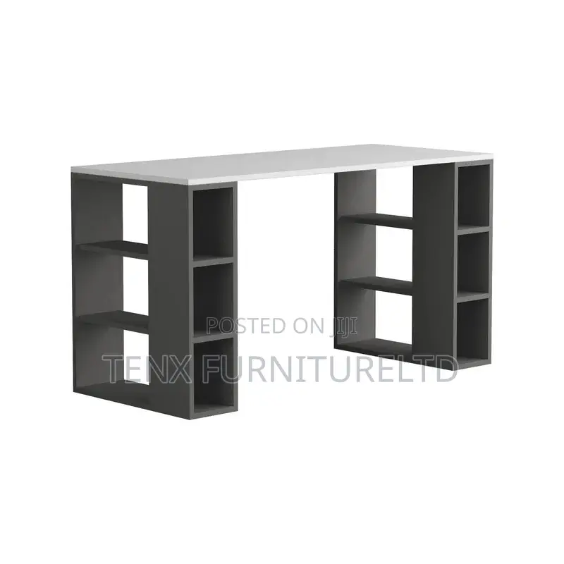 Desk(Built-in Bookcase)Gray N White