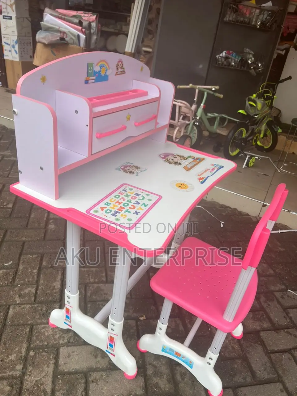 Kids Study Table and Chair Pink Children