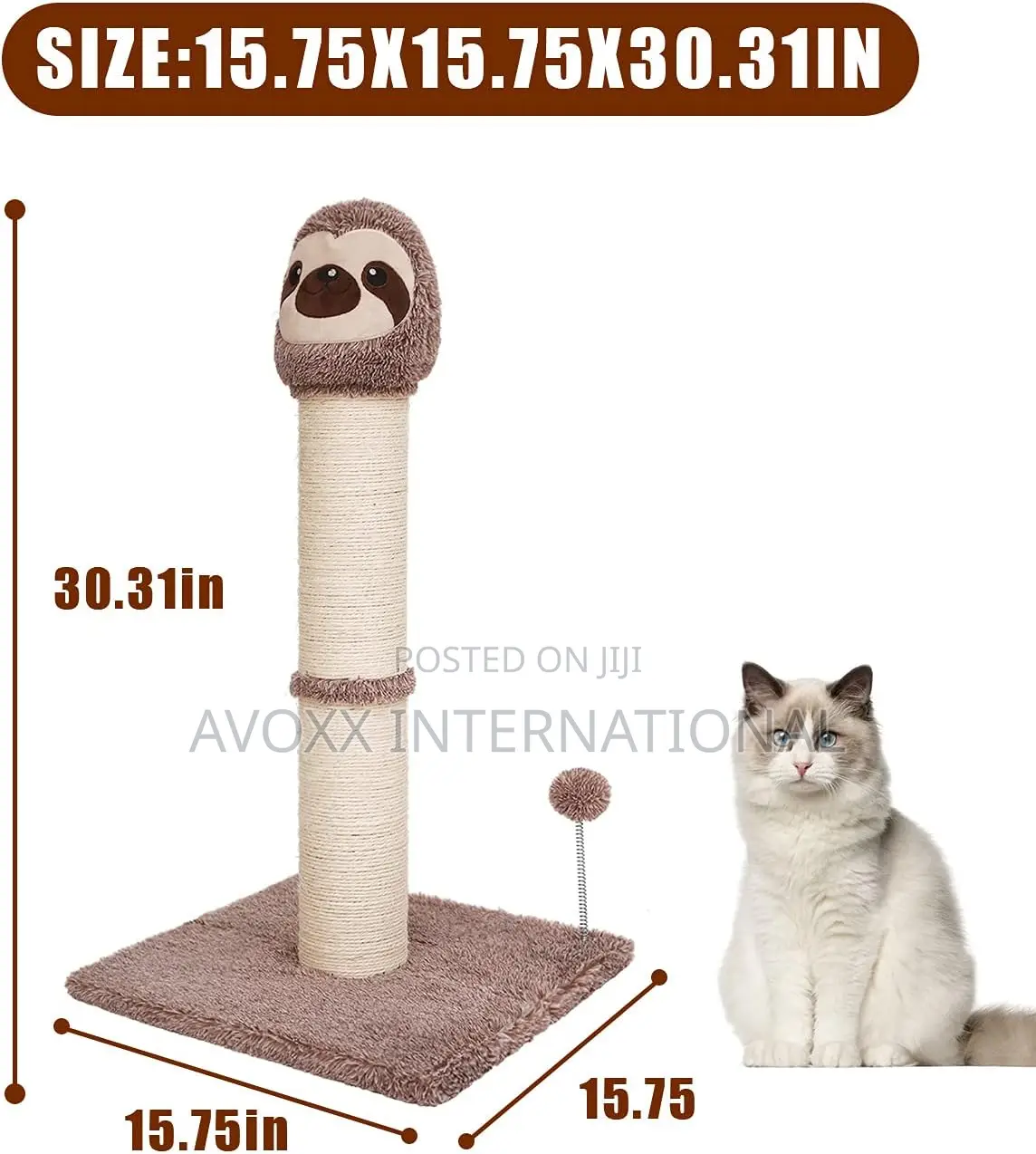 Poils Bebe Cat Scratching Post,30.3’’Tall Bradypot Scratcher