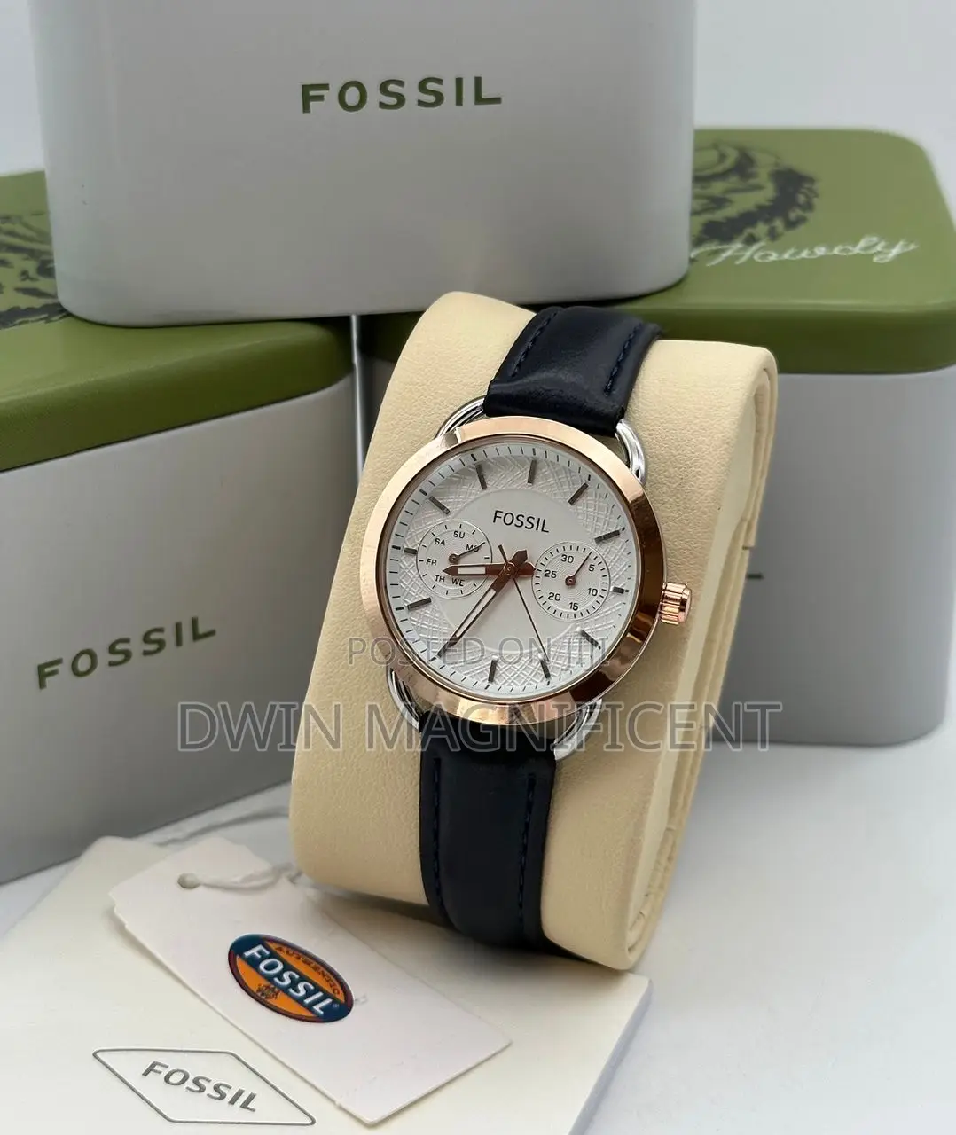 Classic Beauty: Black Leather Fossil Watches for Women