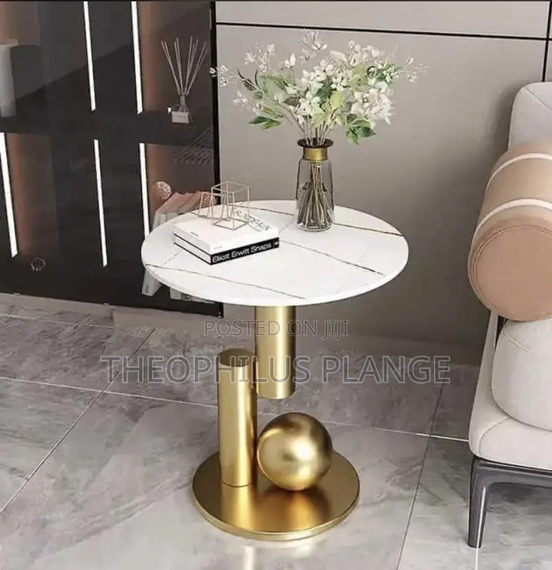 Gold Marble Center Table, Bed Side or Chair Side Table