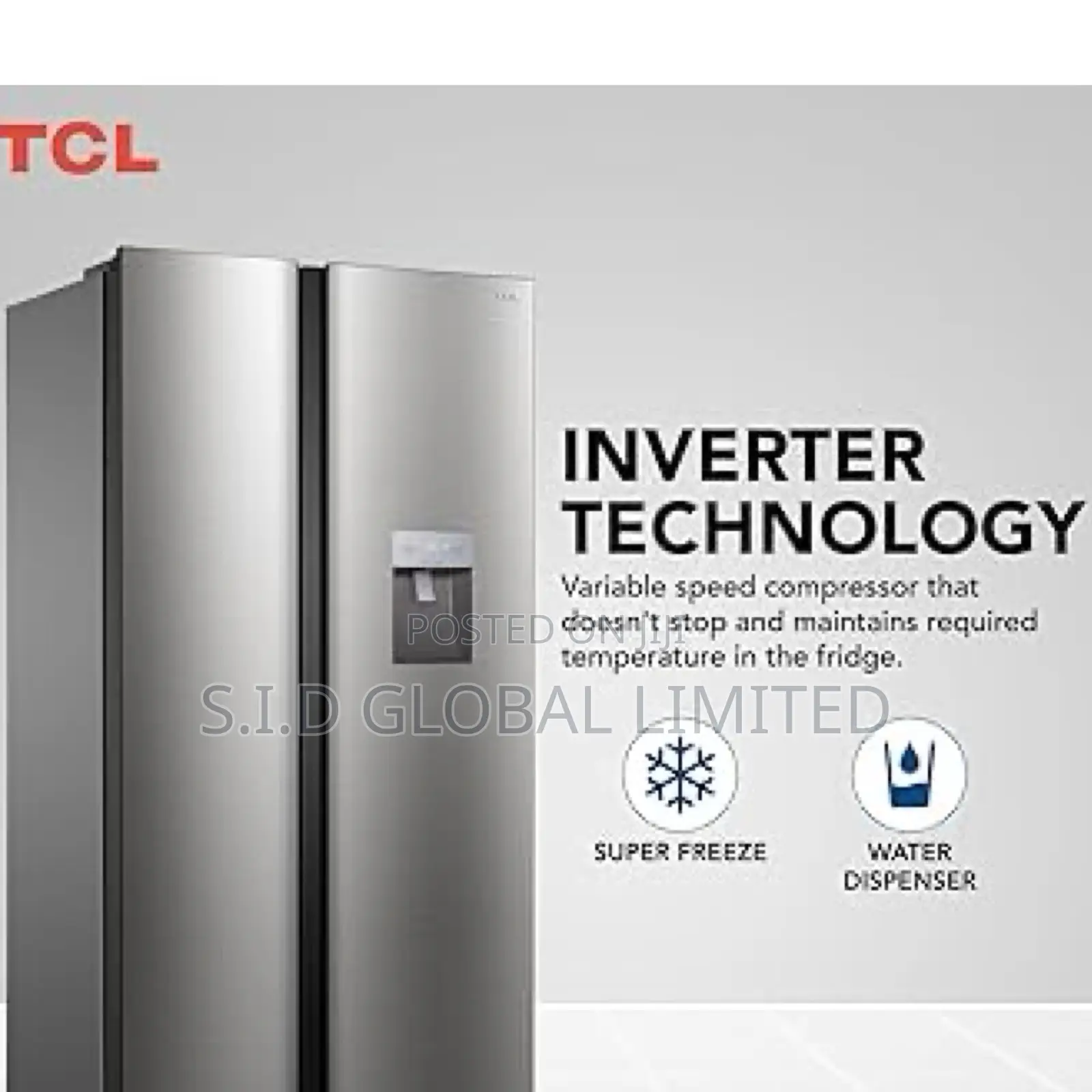 TCL 607LTR P520SBN Fridge Side by Side Water Dispenser