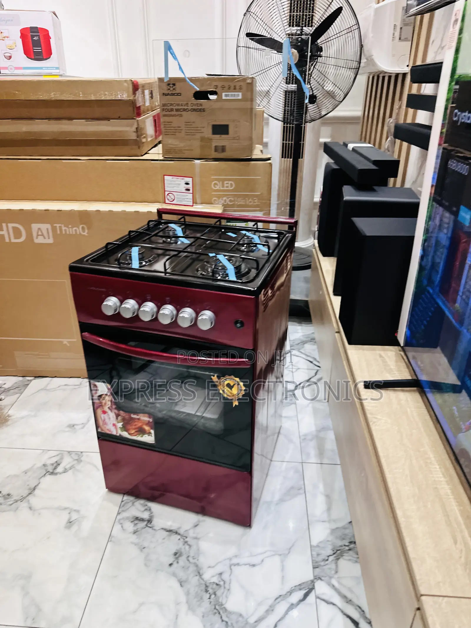 Available Now Red Gas Cooker Oven 4burner 50/50 Stove.