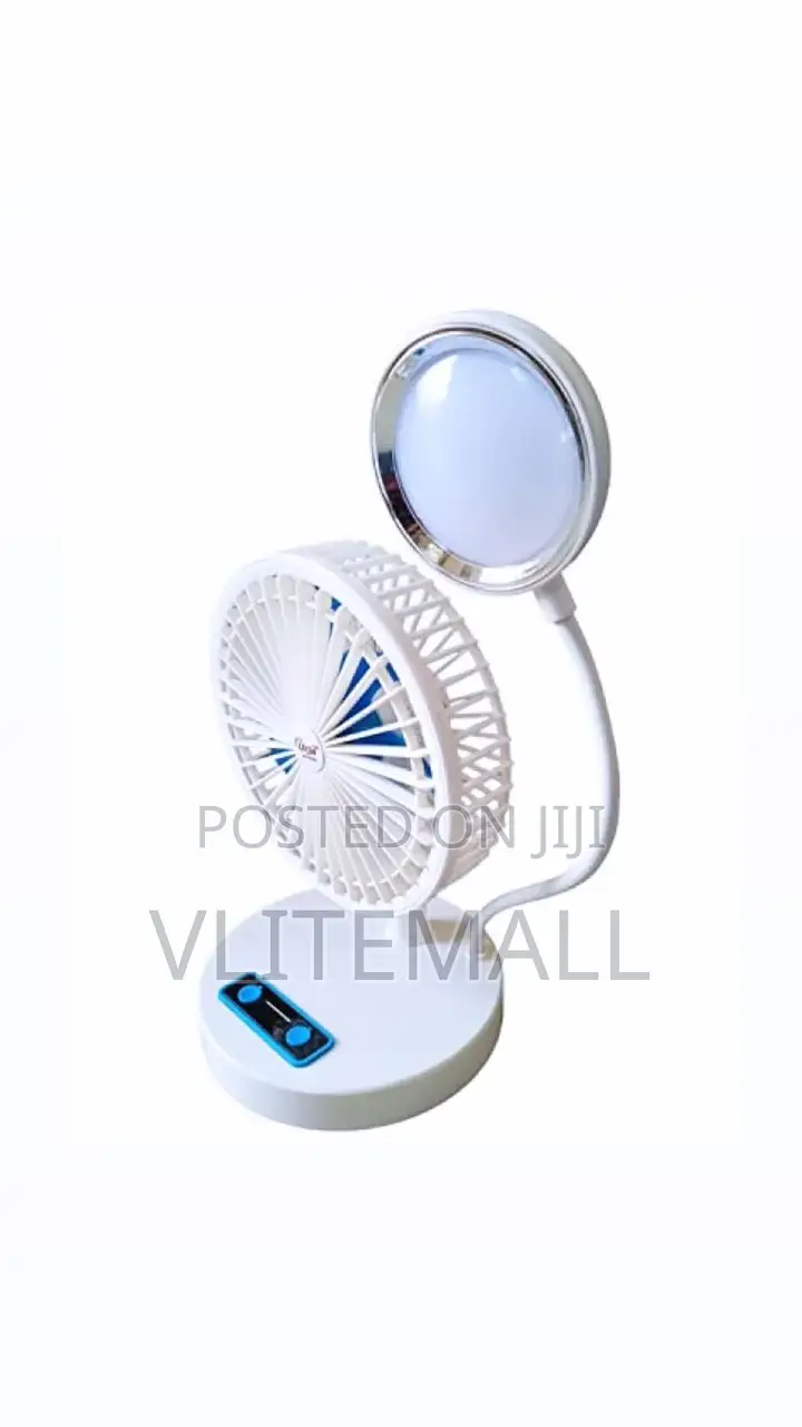 Electric White Rechargeable Table Fan