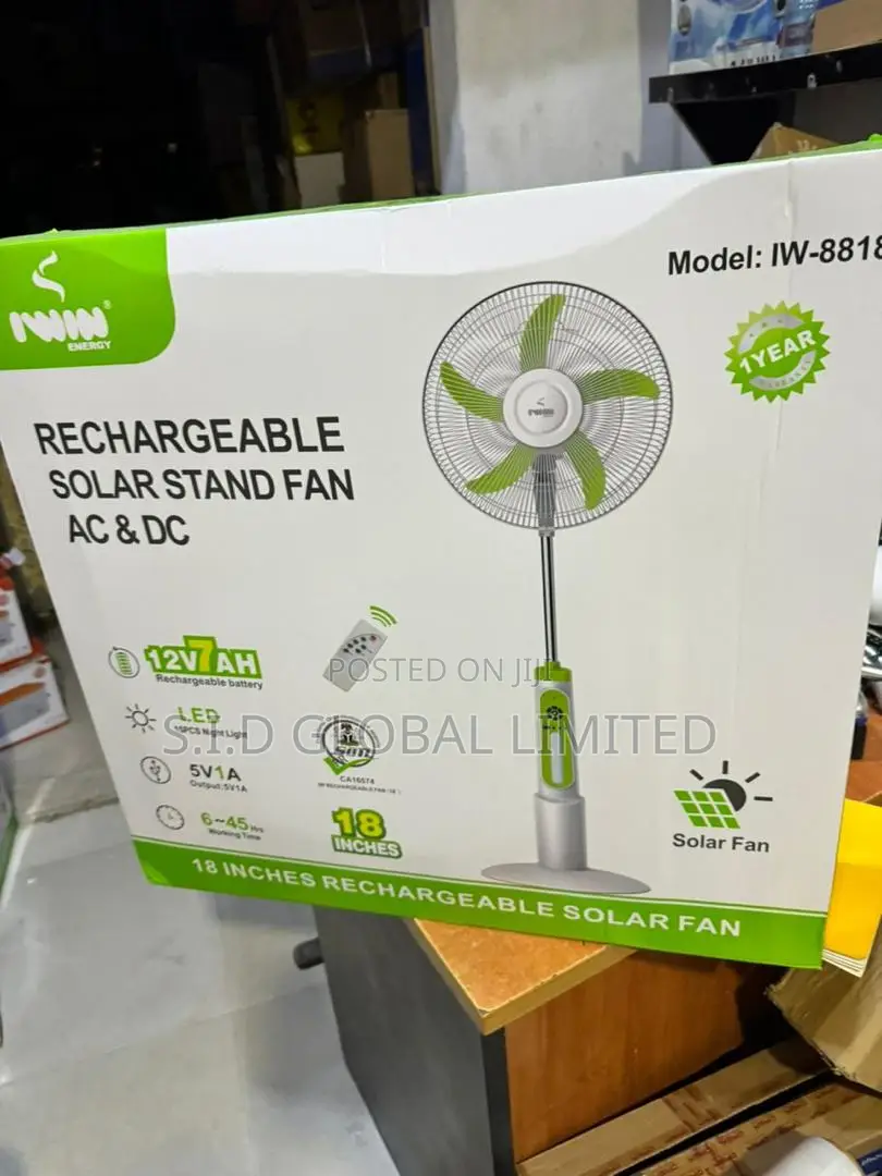 Solar Rechargeable Stand Fan