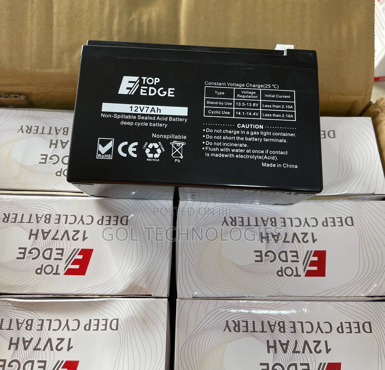 12v7ah UPS Battery Top Edge