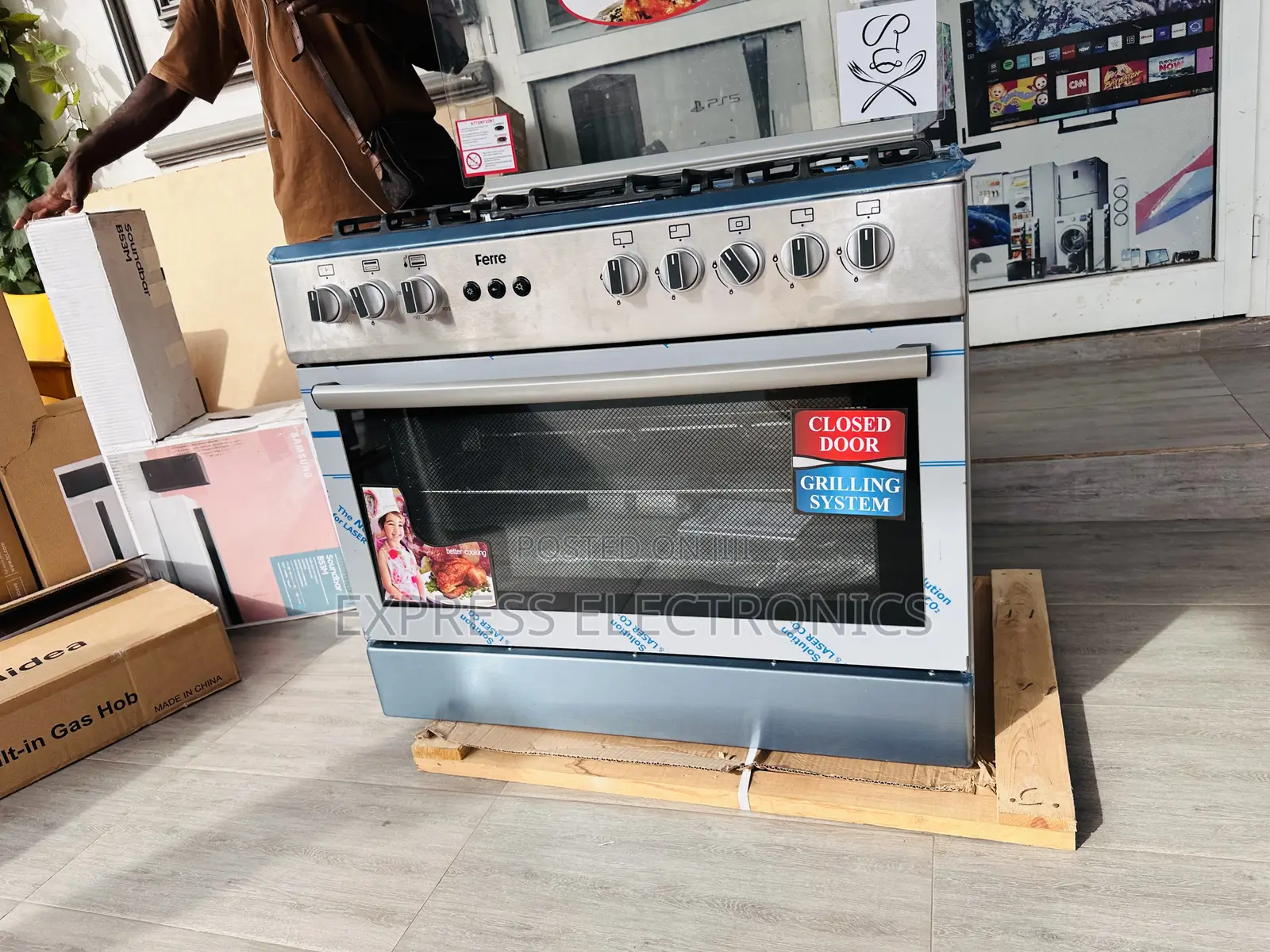 5burner 90/60 Stove Cooker Oven Rotisserie Auto Ignition
