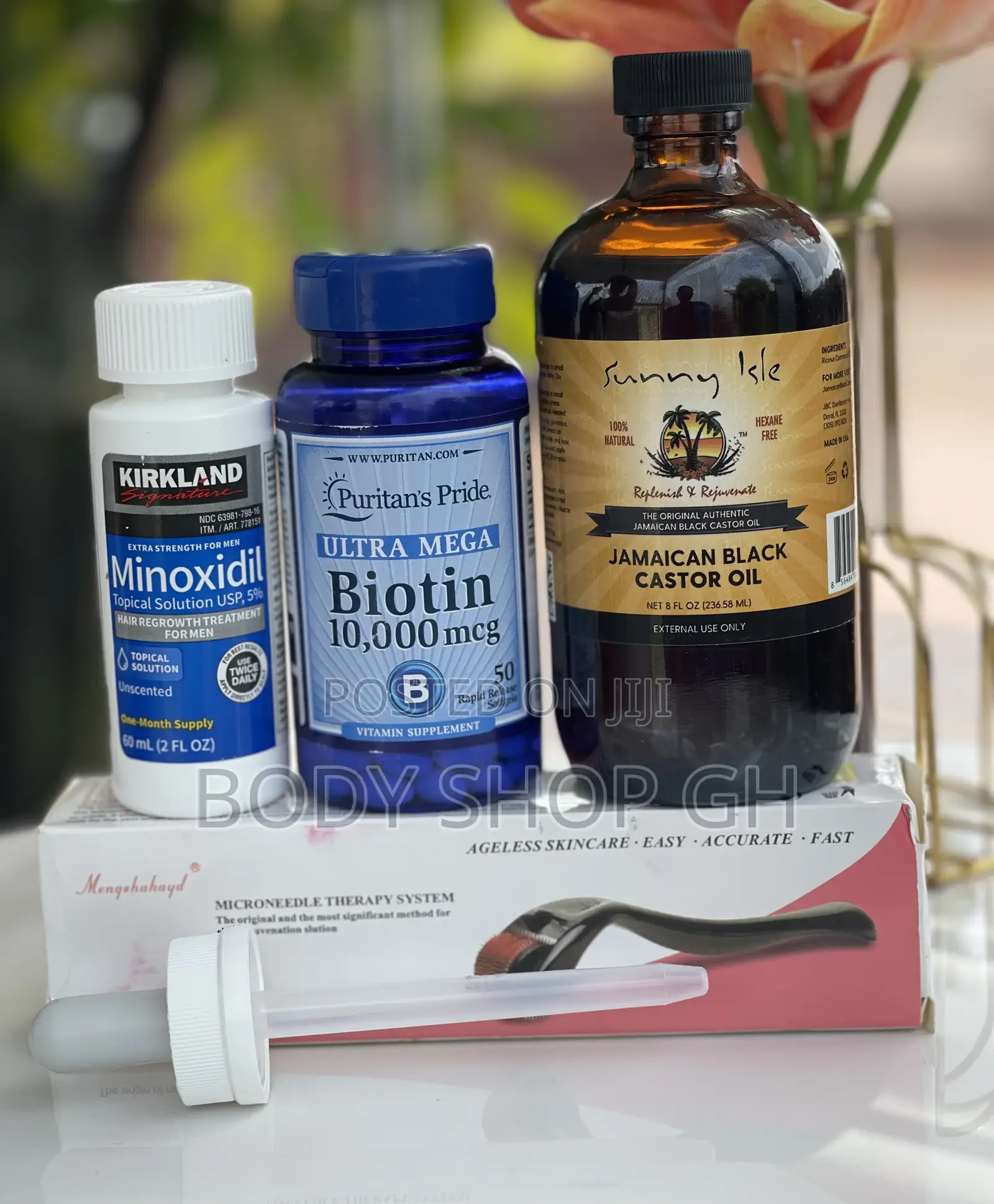 Beard Growth Pack- Kirkland Minoxidil + Biotin + Castor Oil