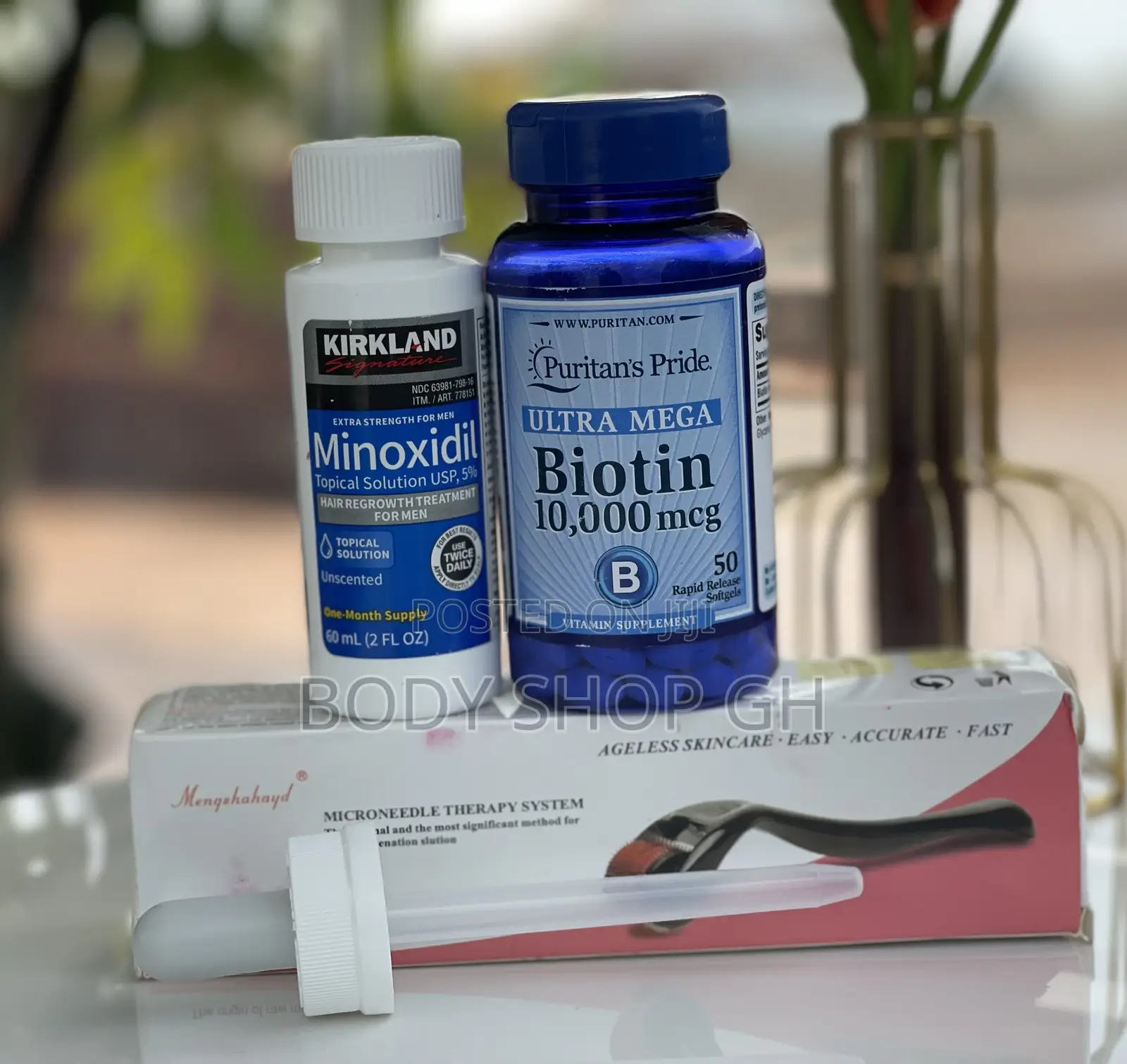 Derma Roller + Kirkland Minoxidil + Biotin Beard Growth Set