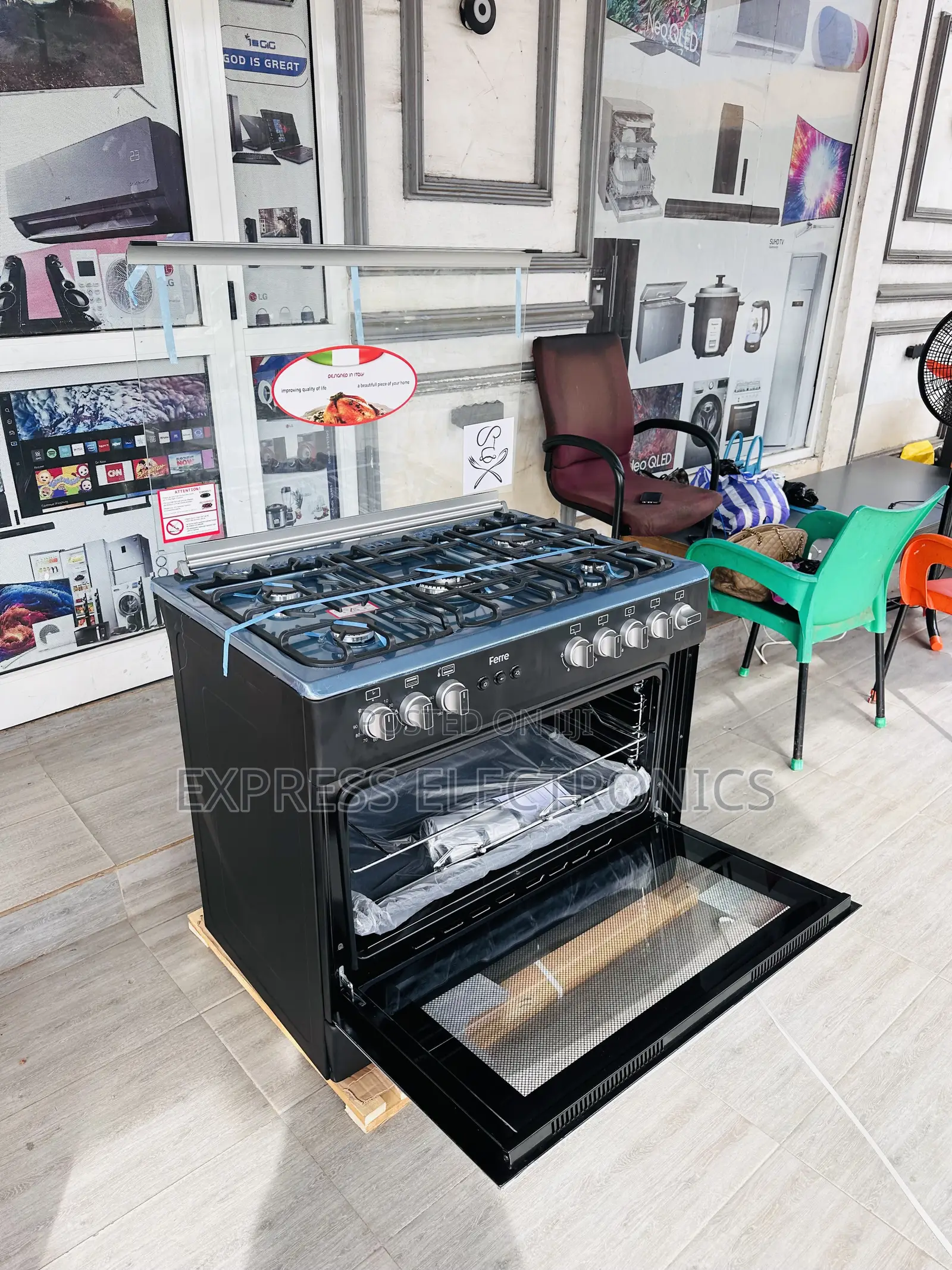 5burner Gas Cooker Oven 60/90 Rotisserie Grill Black