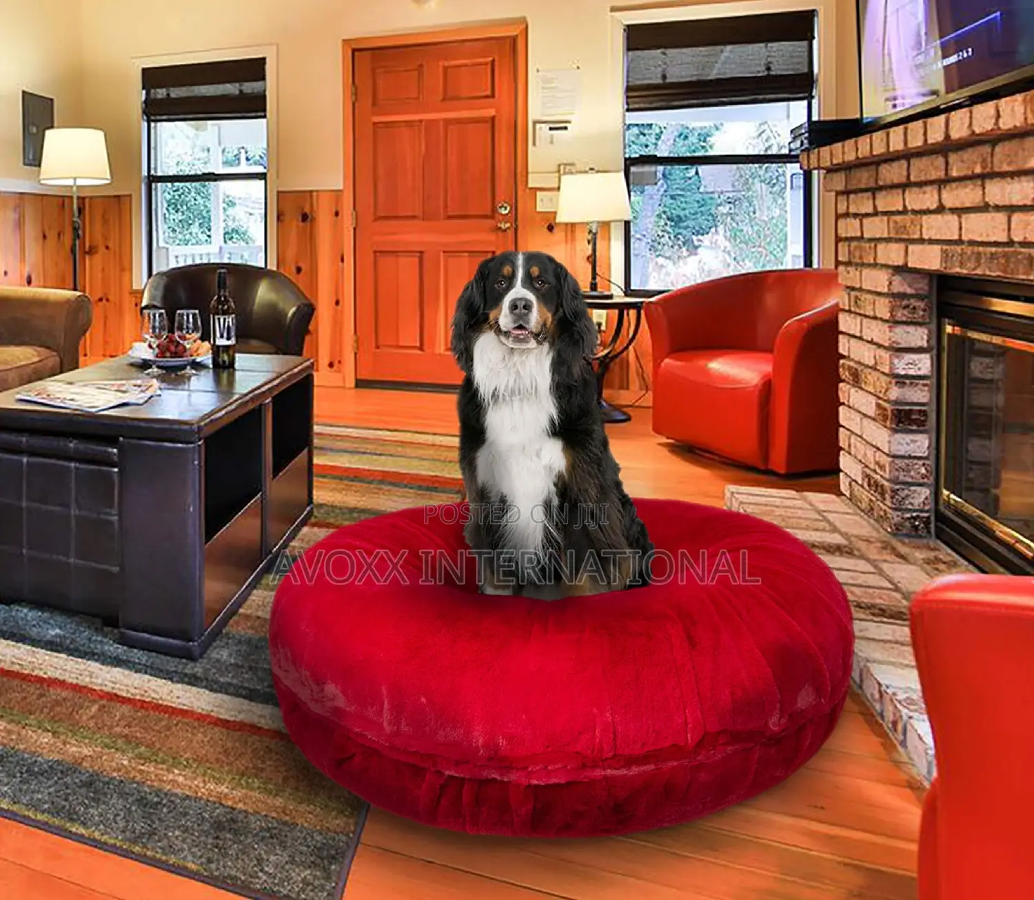 Bessie Barnie Signature Red Luxury Pet/Dog Bed Large 42"