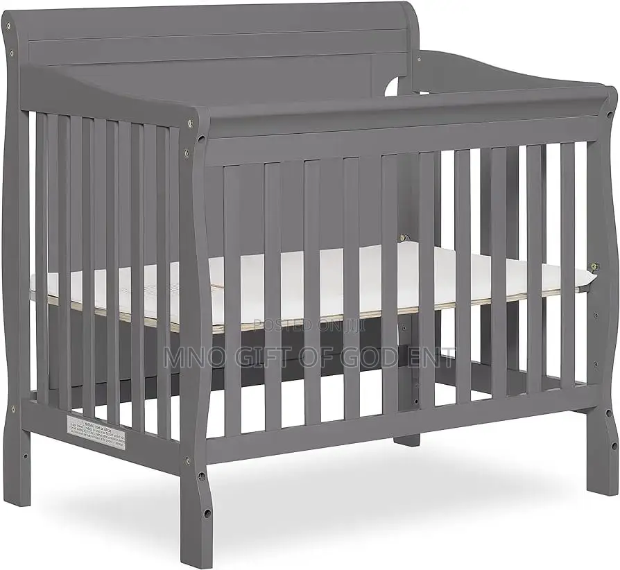 Alice 3-in-1 Full Panel Convertible Mini Crib, Storm Grey,