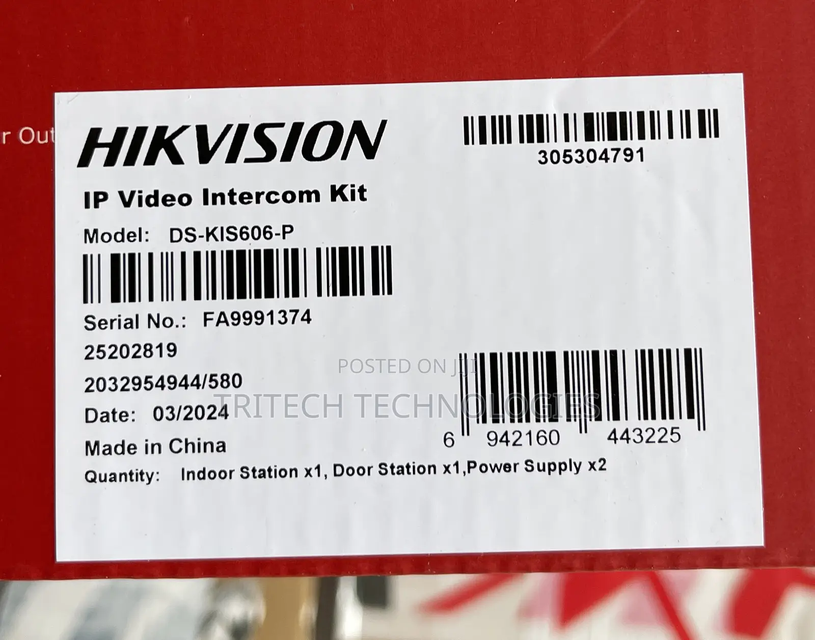 Hikvision IP Video Intercom With Outdoor Shade DS-KIS606-P