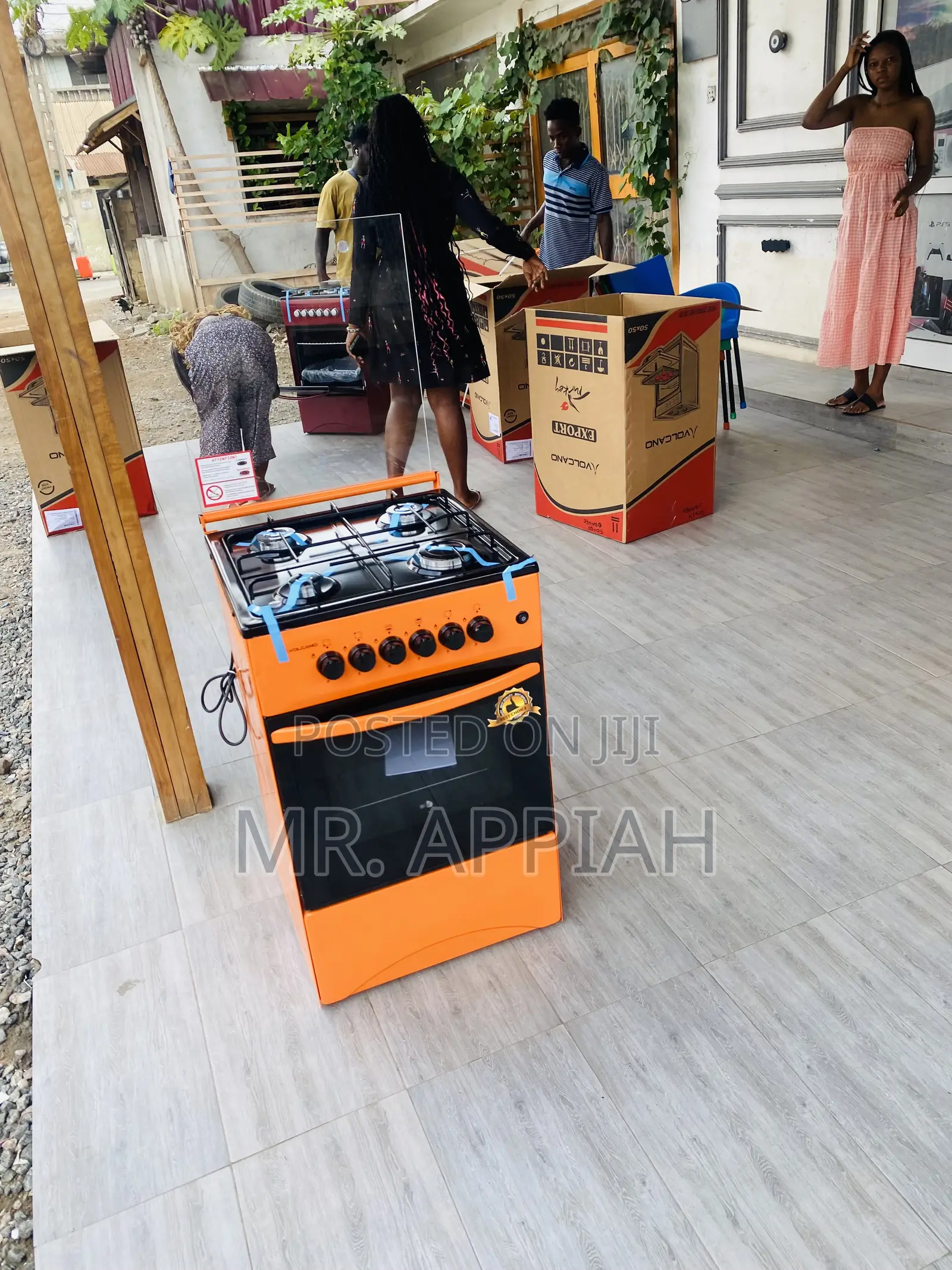 Sleek Volcano 50x50 4 Gas Burner With Oven(Orange).