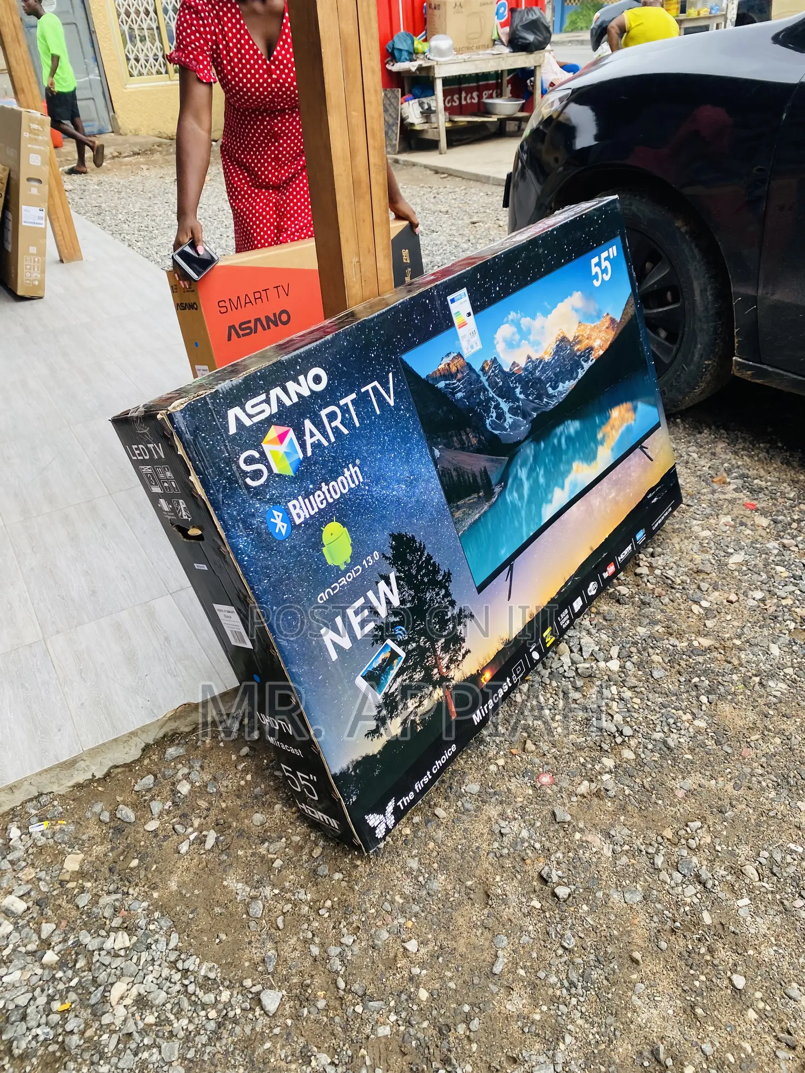 Durable Asano 55 Inch Uhd Smart Satellite Led Tv(Black)