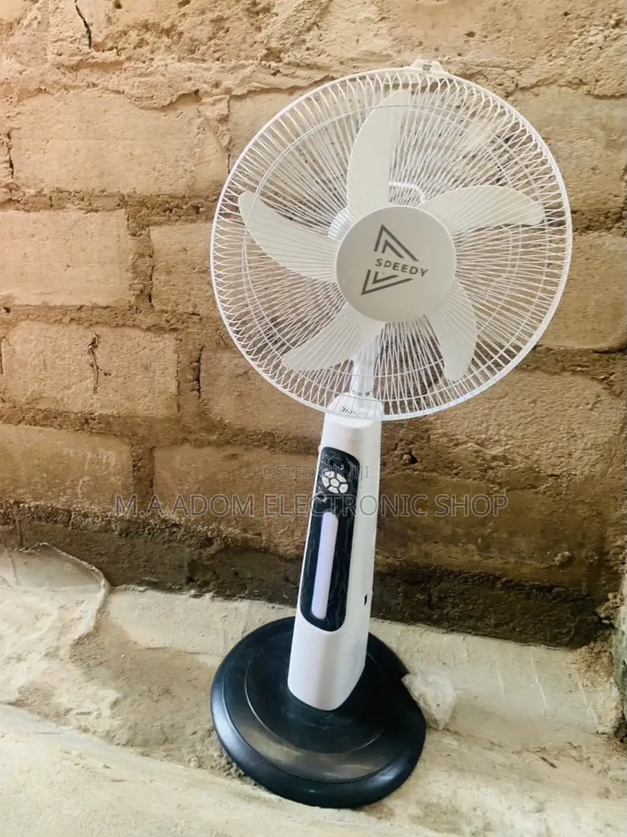 Sleek Design Speedy Rechargeable Standing Fan.