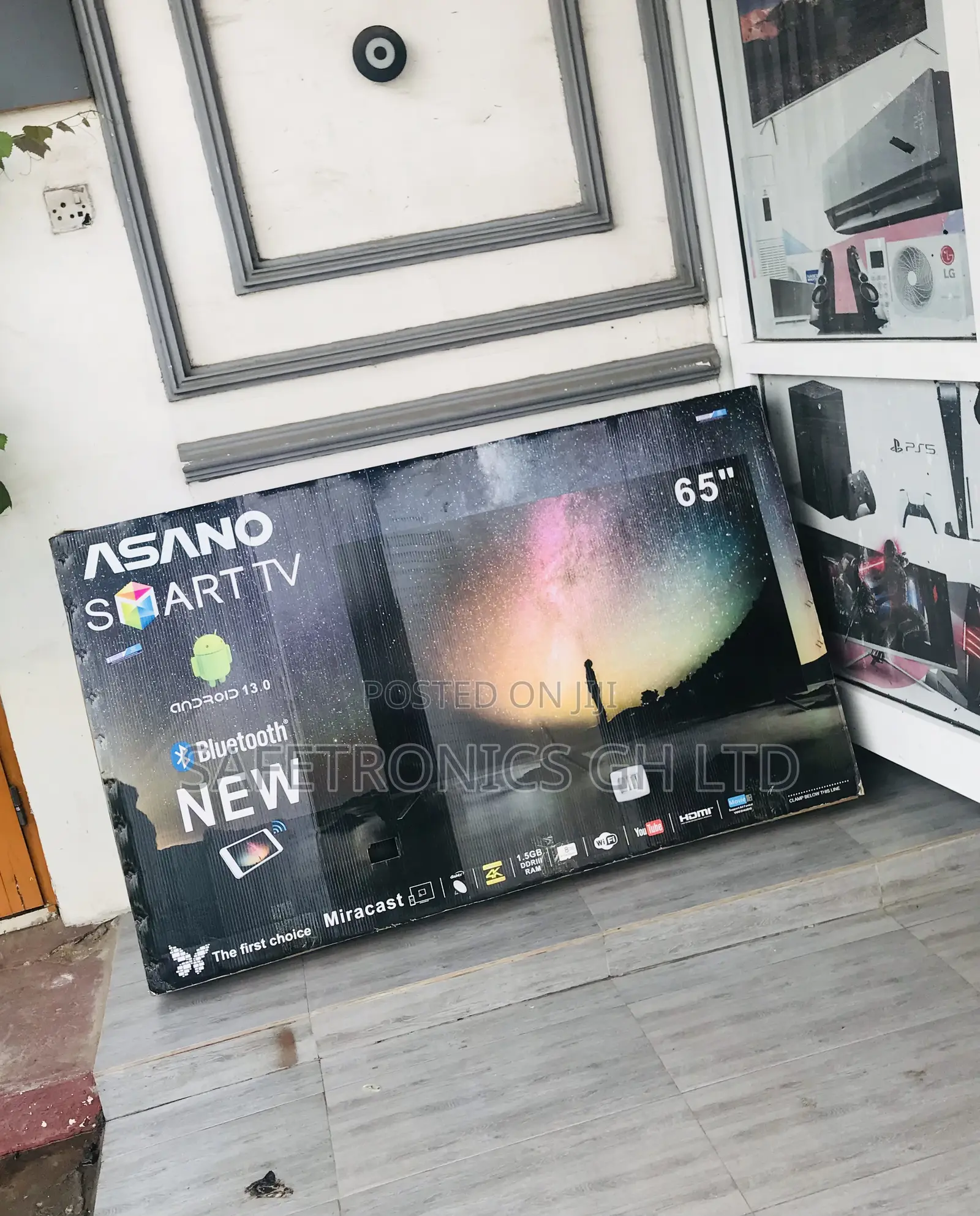Glossy Led Electric Black Asano Smart 65 Inches Tv