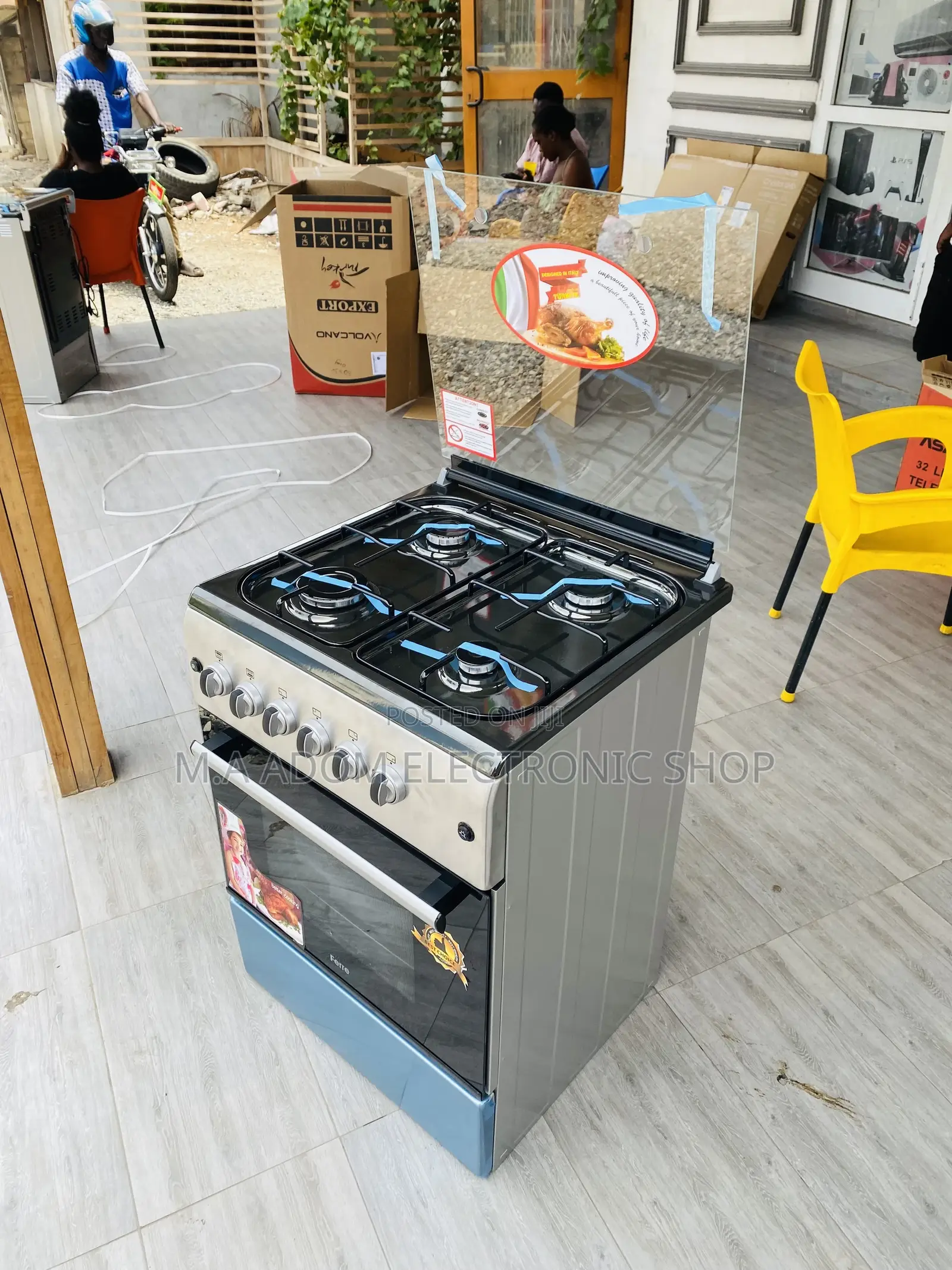 Elegant Gray Oven and Grill Ferre 60x60 4 Gas Burner.