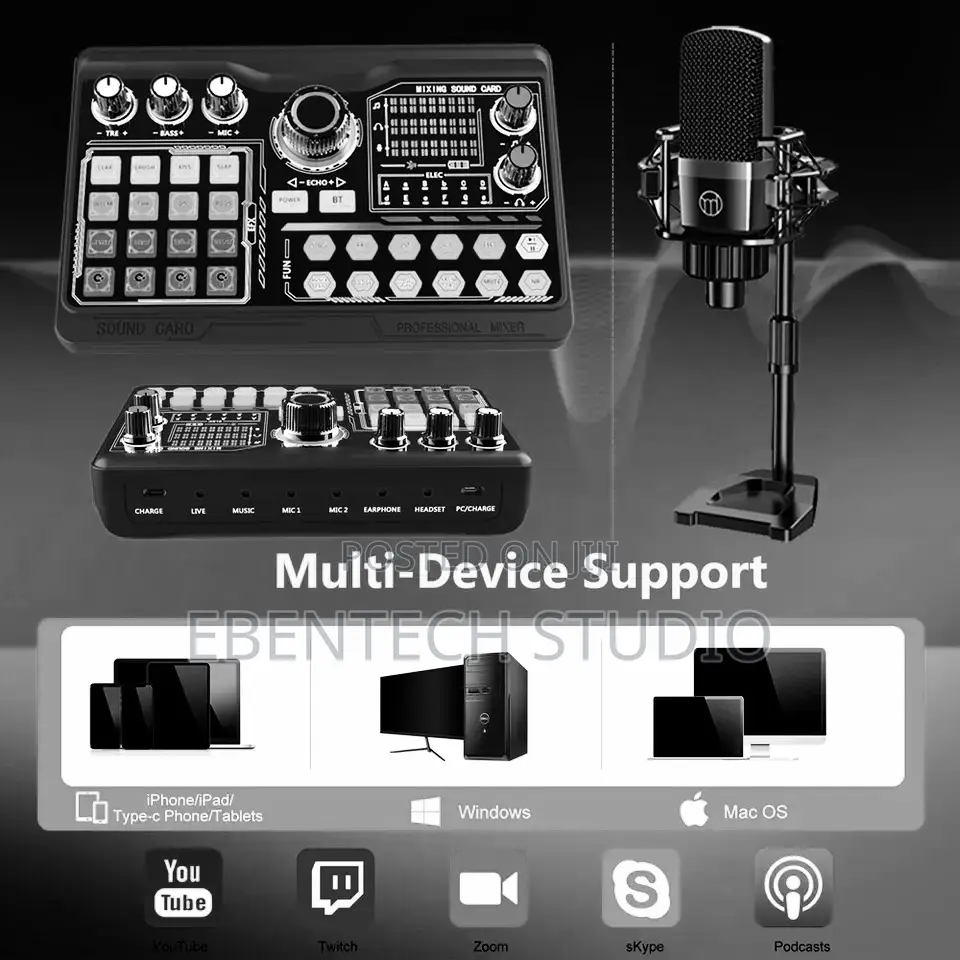 Zealsound Podcast Microphone and Sound Kit With Sound Card