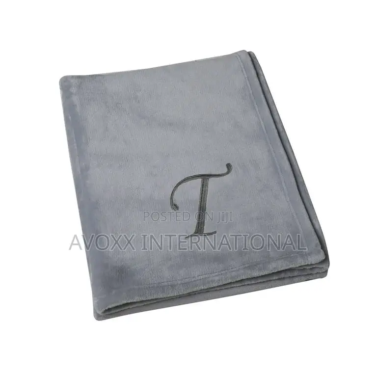 Exquisite Monogram Embroidered Throw Blanket 50" X 60" - T