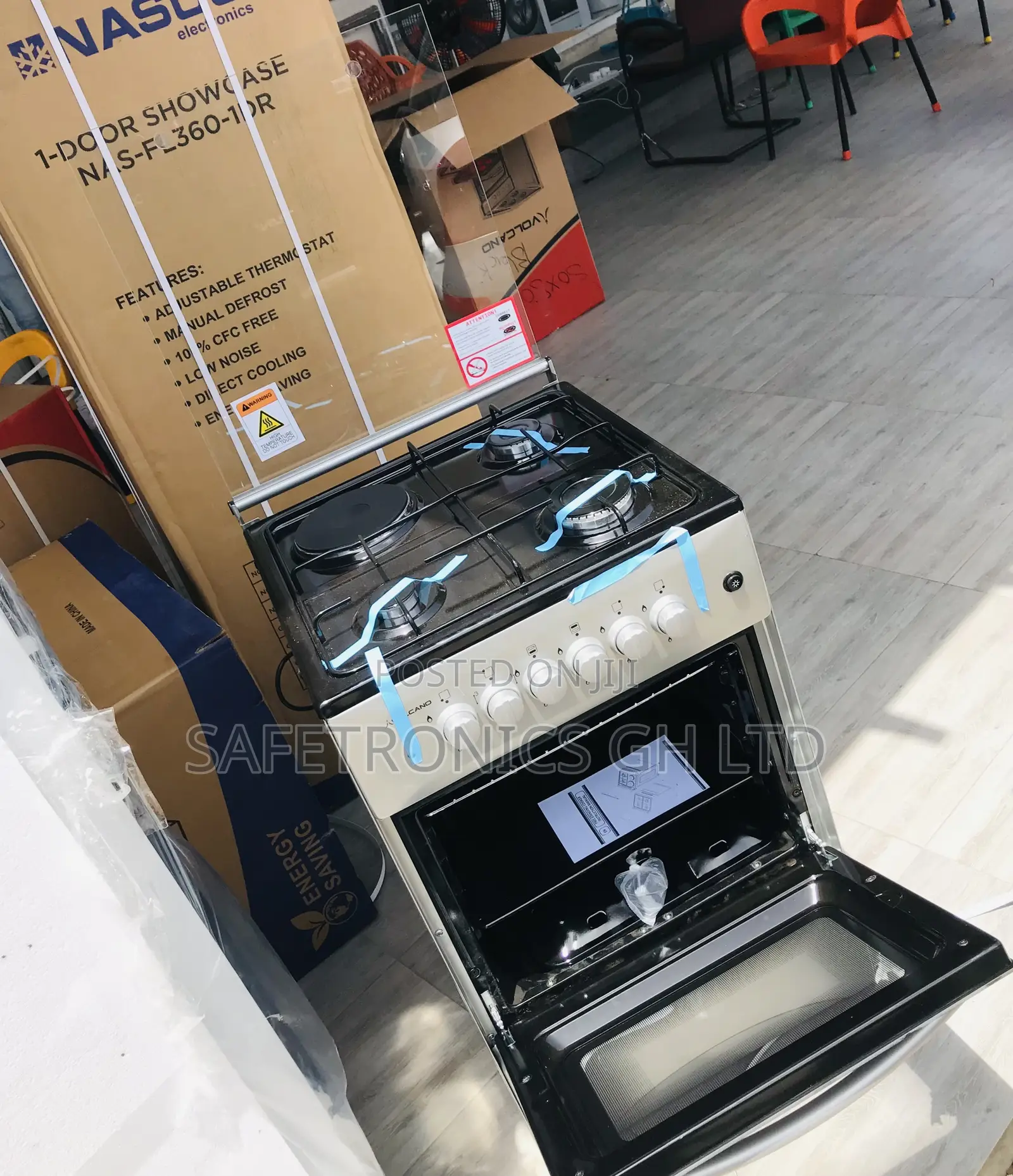Gray 3 Gas Cooker 1 Electric Oven With 50x50 Volcano