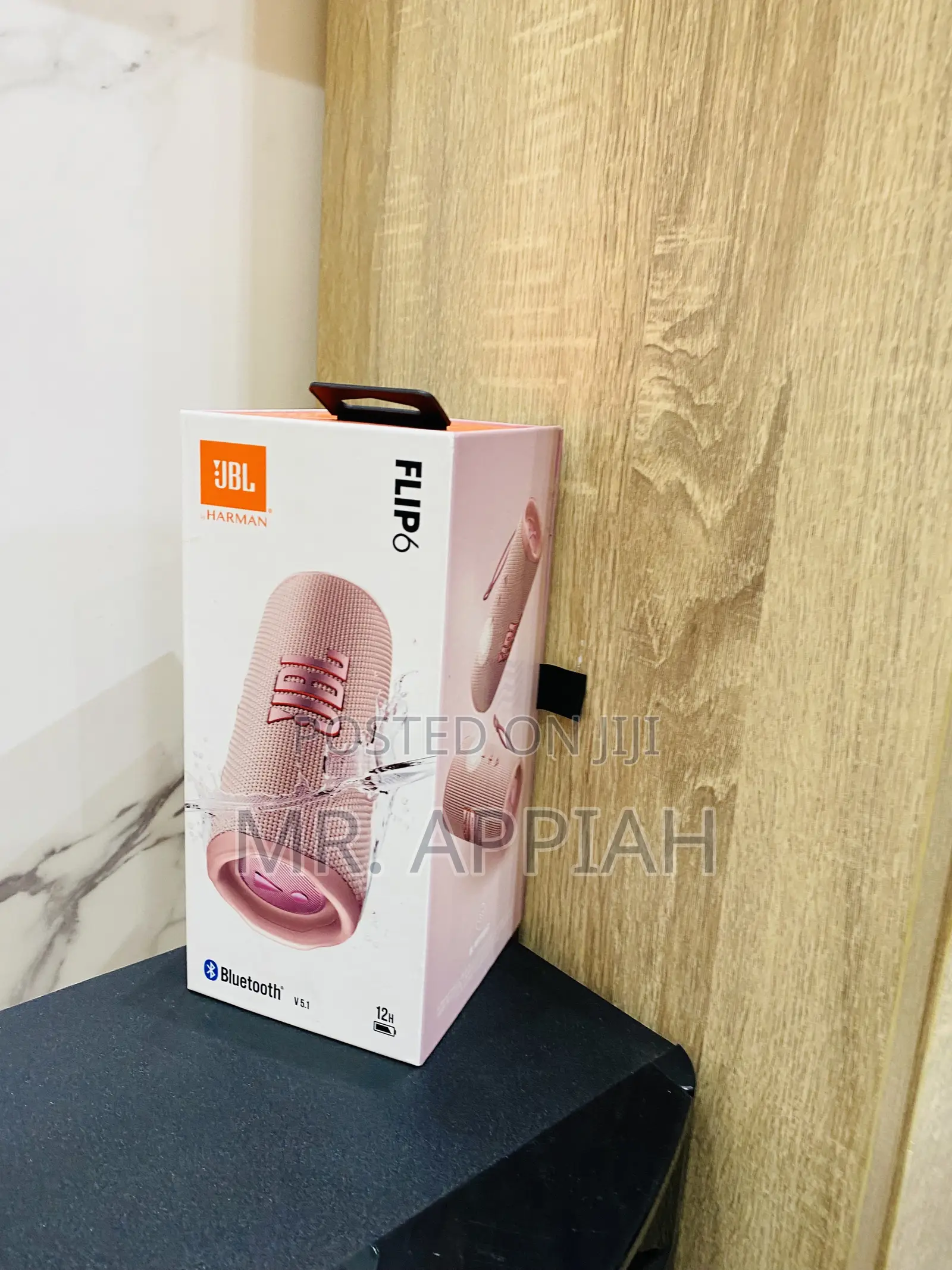 Elegant Pink JBL Flip 6 Waterproof Bluetooth Speaker.