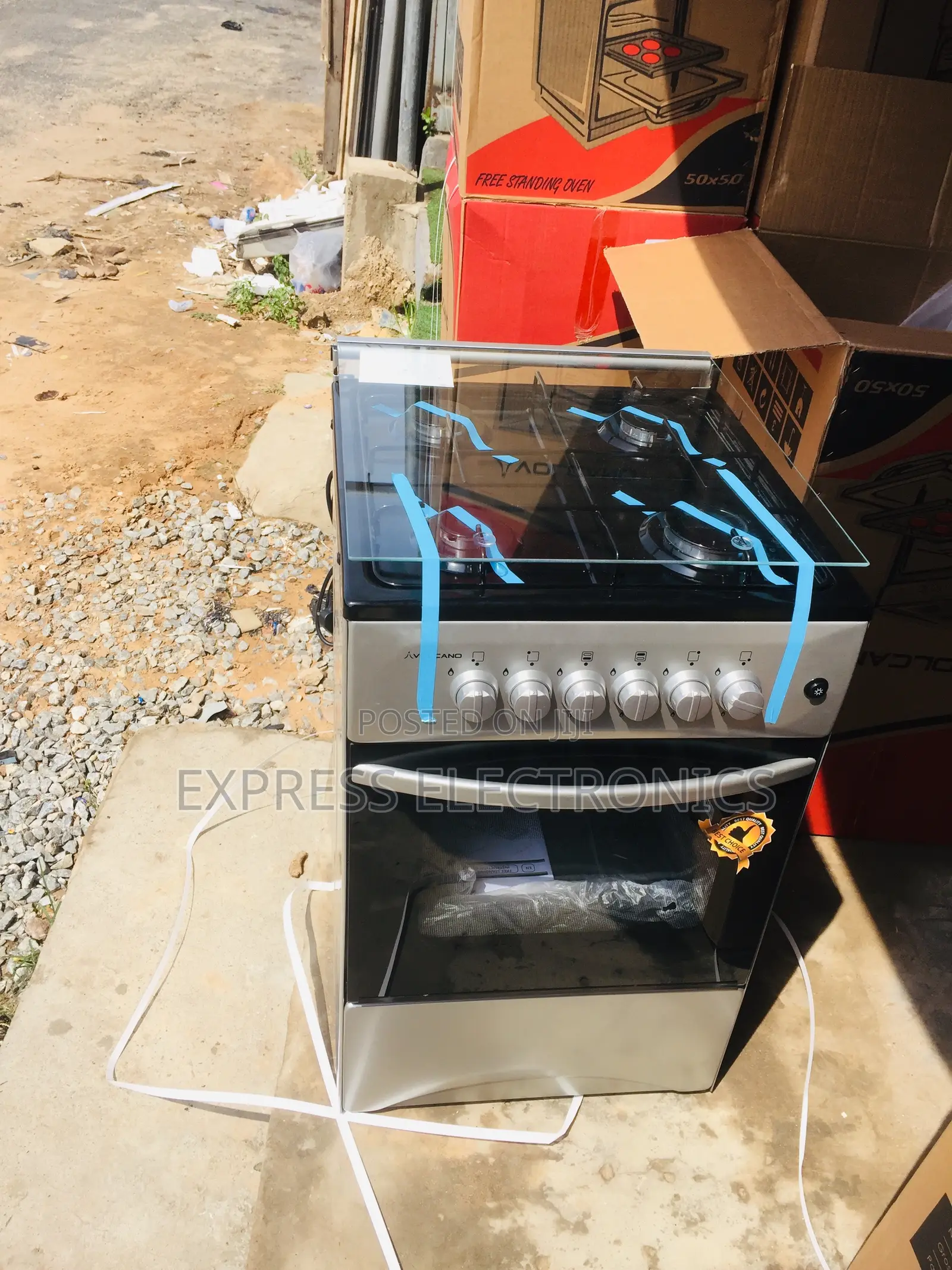Volcano Gas Cooker Oven 50/50 4burner Sliver Volcano