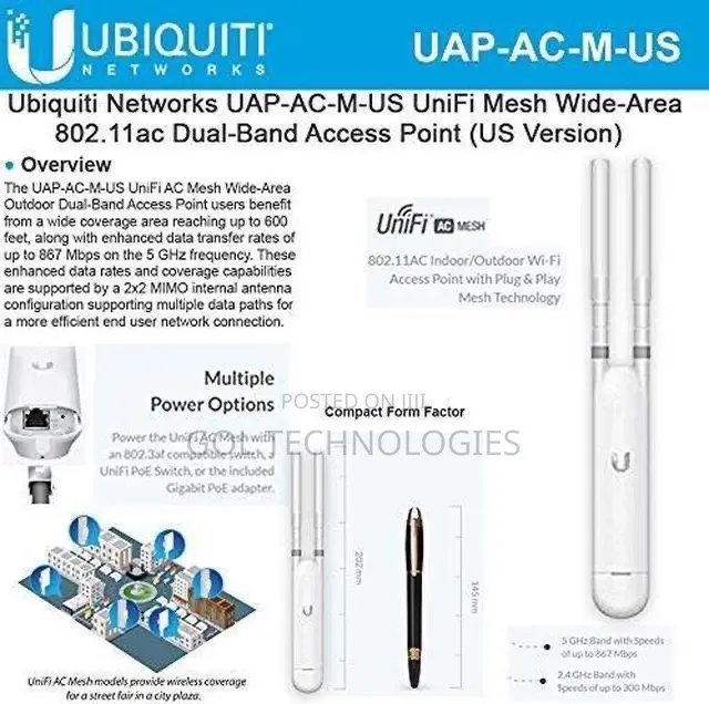 Ubiquiti Unifi AC Mesh White Power Over Ethernet (Poe)