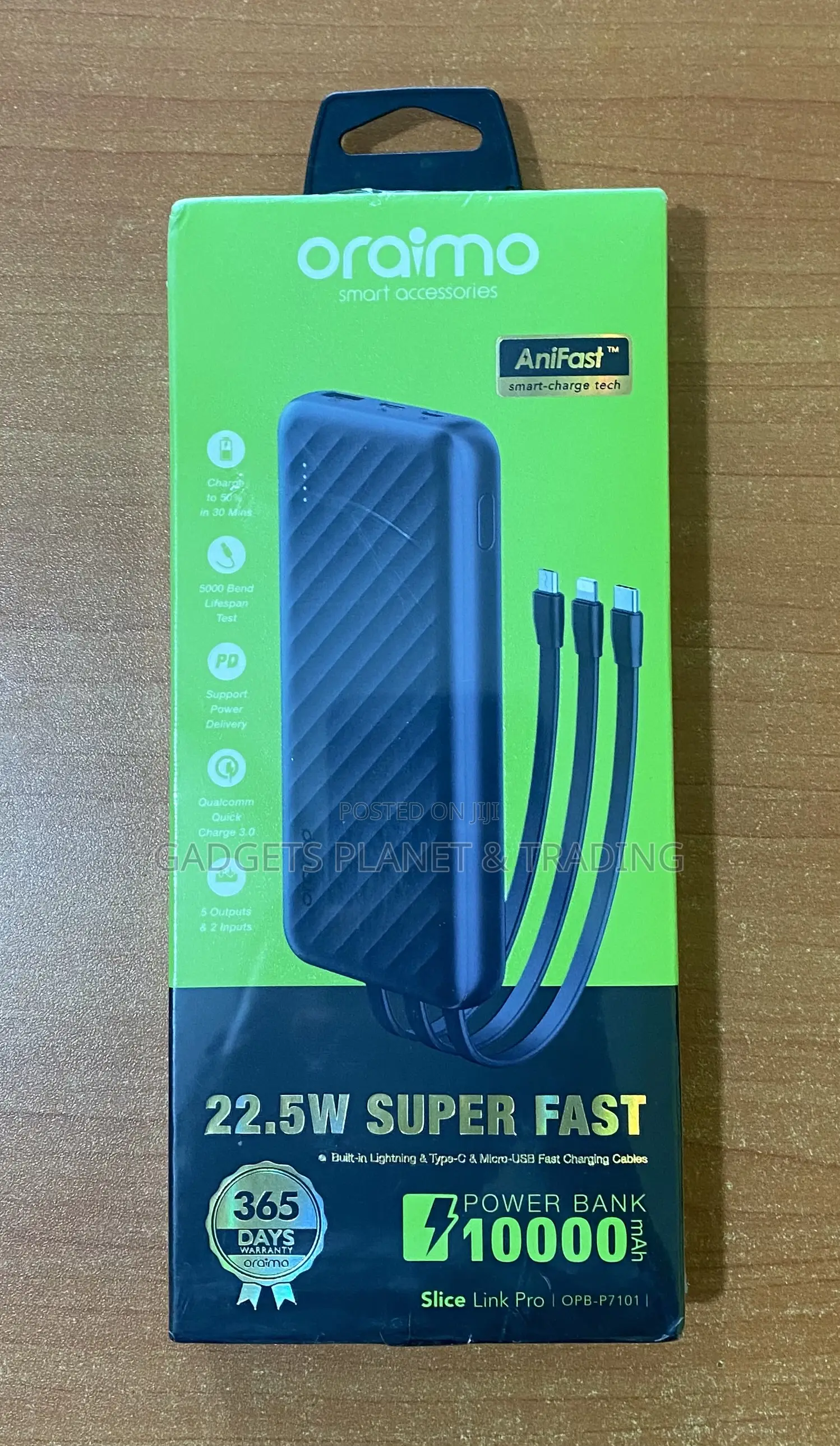 Oraimo Slice Link Pro 10,000mah 22.5W Max Fast Power Bank