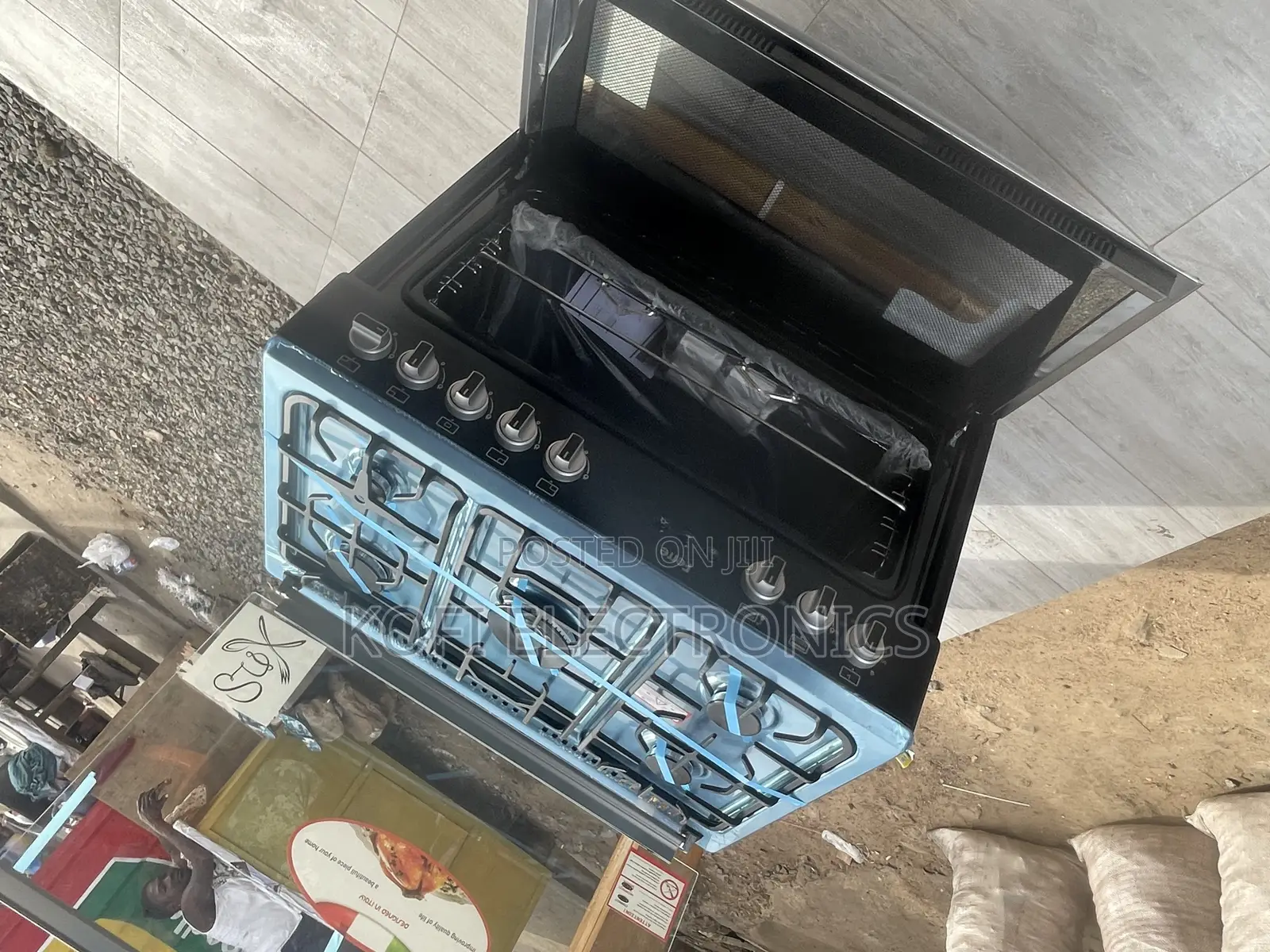 Black IONS Ferre 90x60cm 5-Burner Freestanding Gas Cooker