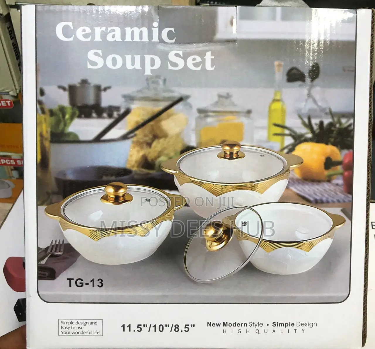3pcs Ceramic Soup Pot