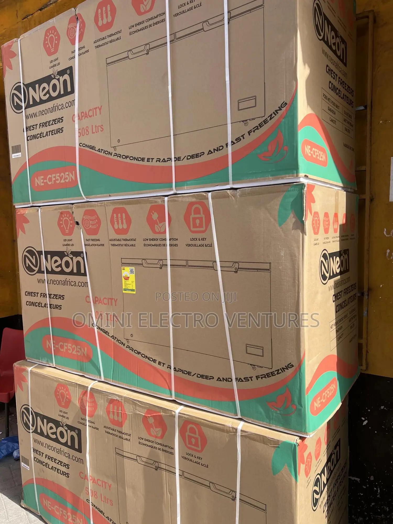 Brand New Neon 500 Liters Double Door Freezer