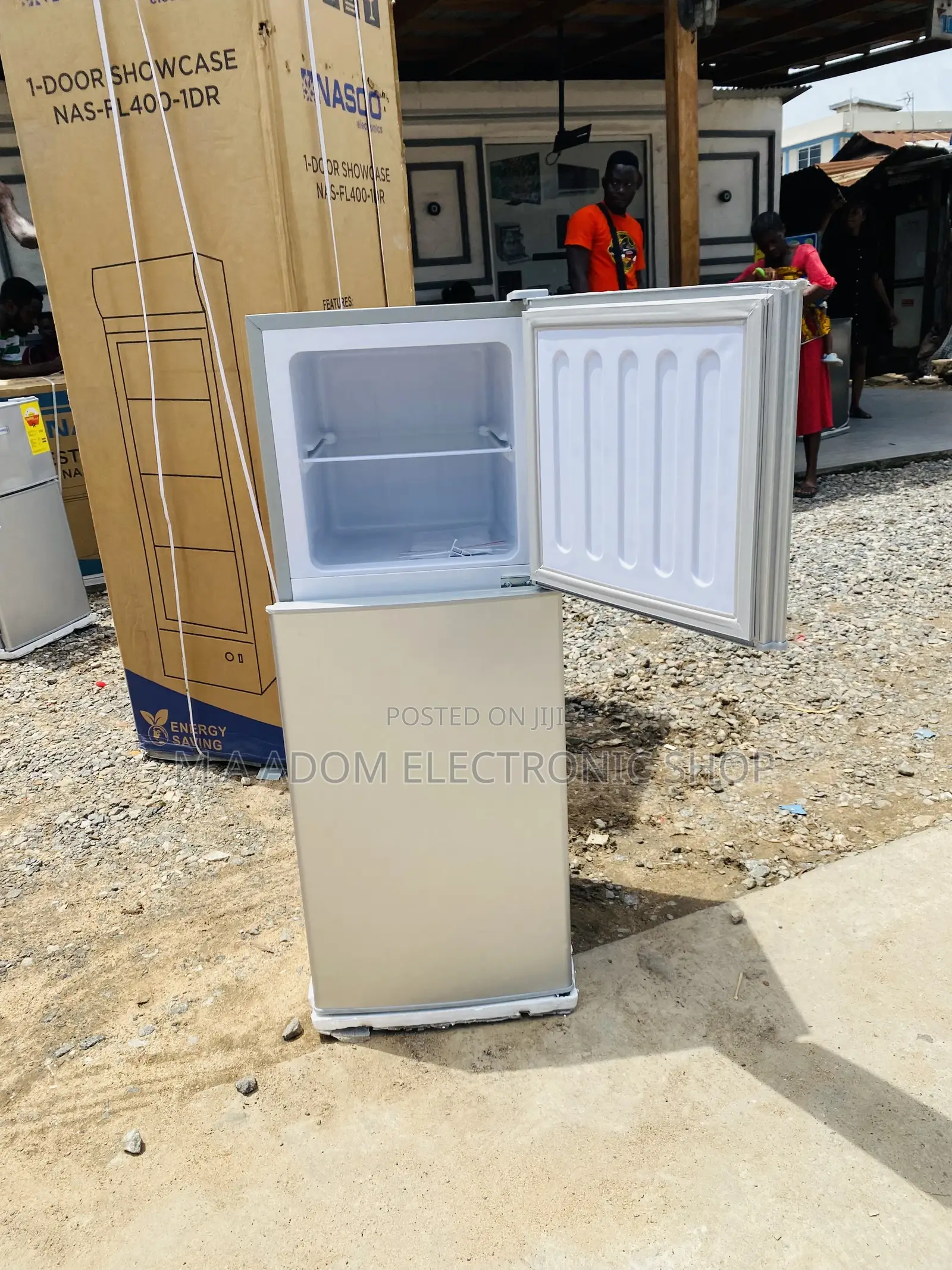 Nasco(Nas D2-13fl)Double Door Top Freezer Fridge,Gray.