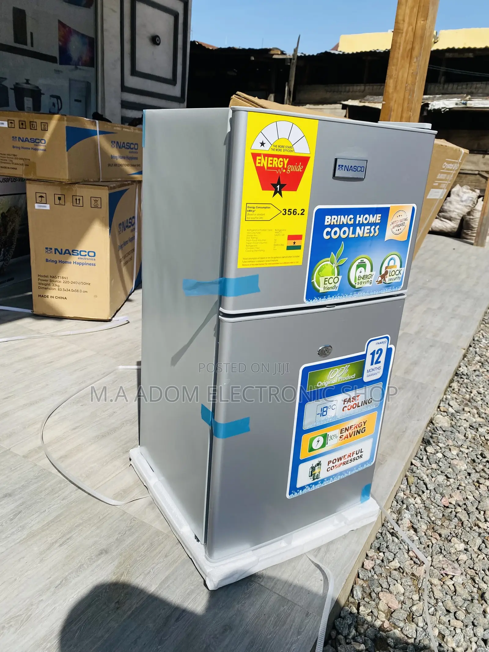 Energy Sufficient(Nasf2-120)Nasco Top Freezer Fridge, Gray.