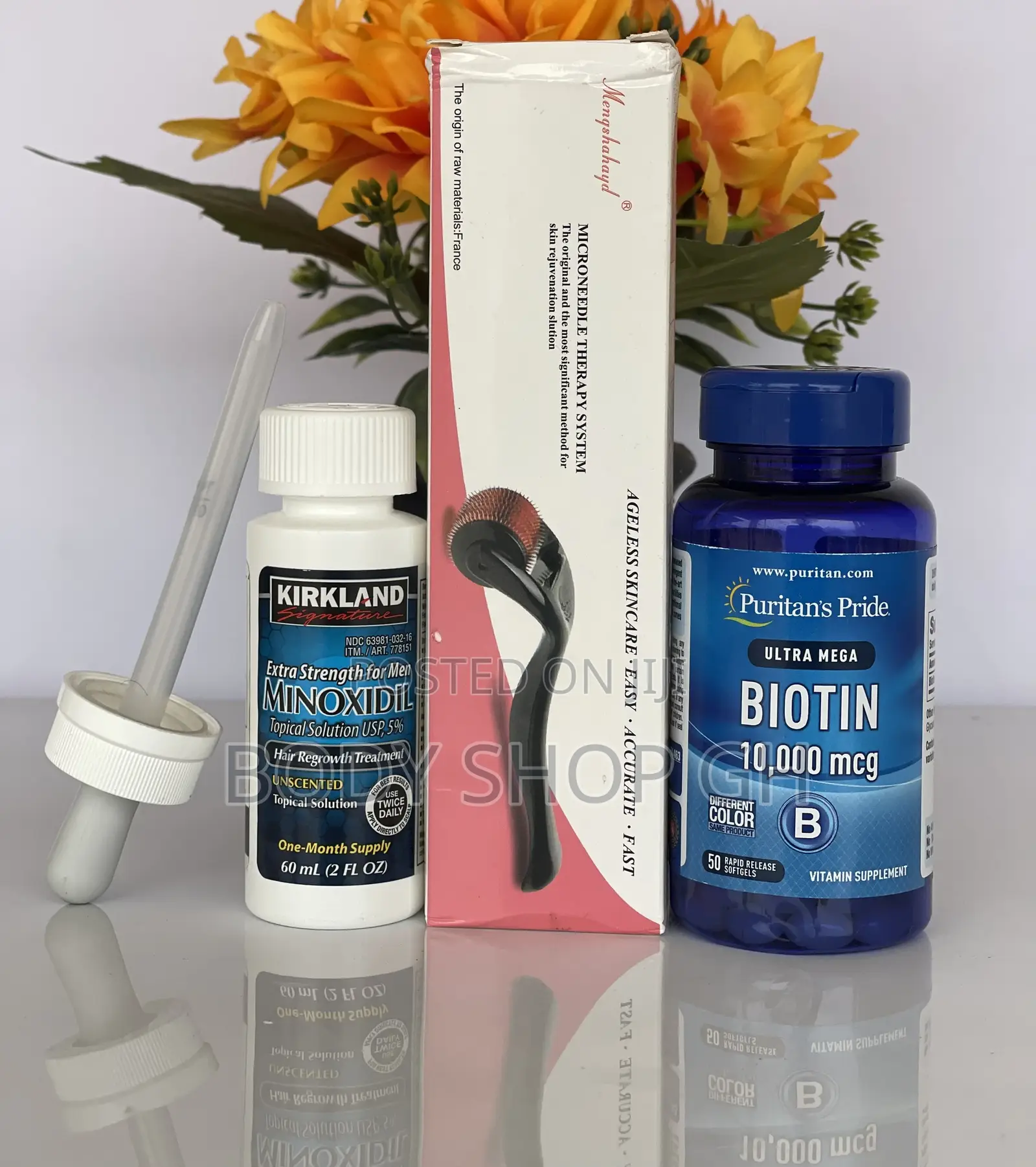 Kirkland Minoxidil + Derma Roller + Biotin [ 10,000 MCG ]