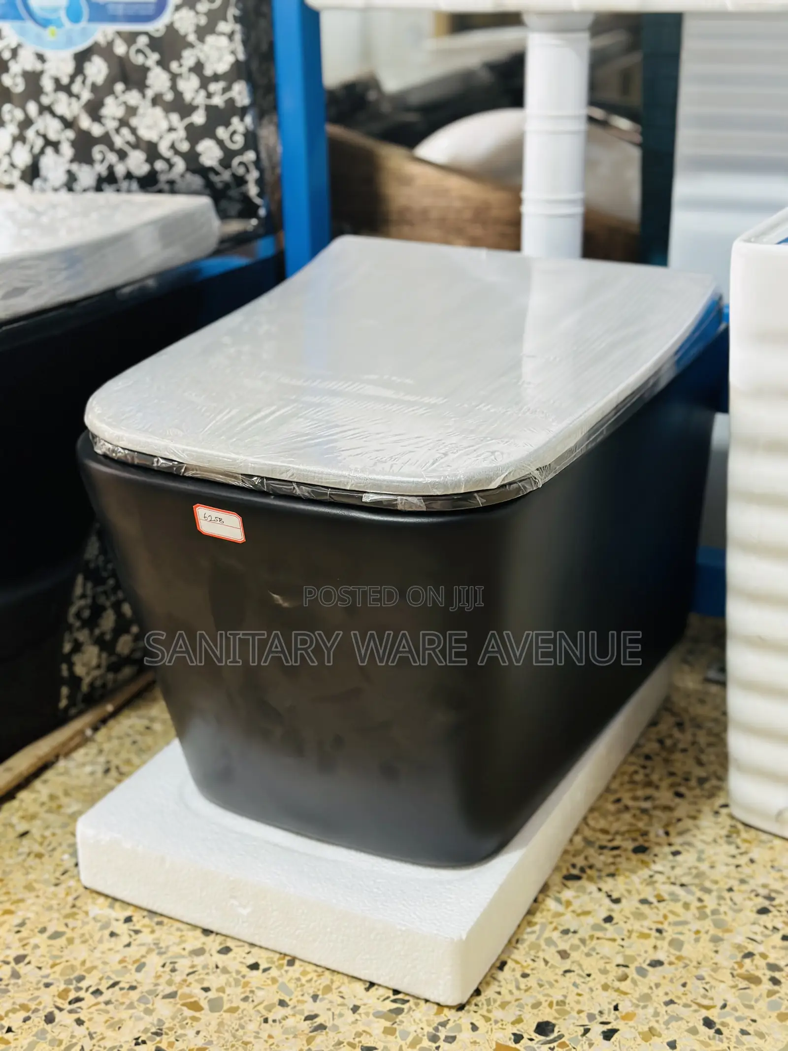 Black Toilet - Wall Hung Water Closet - Square WC