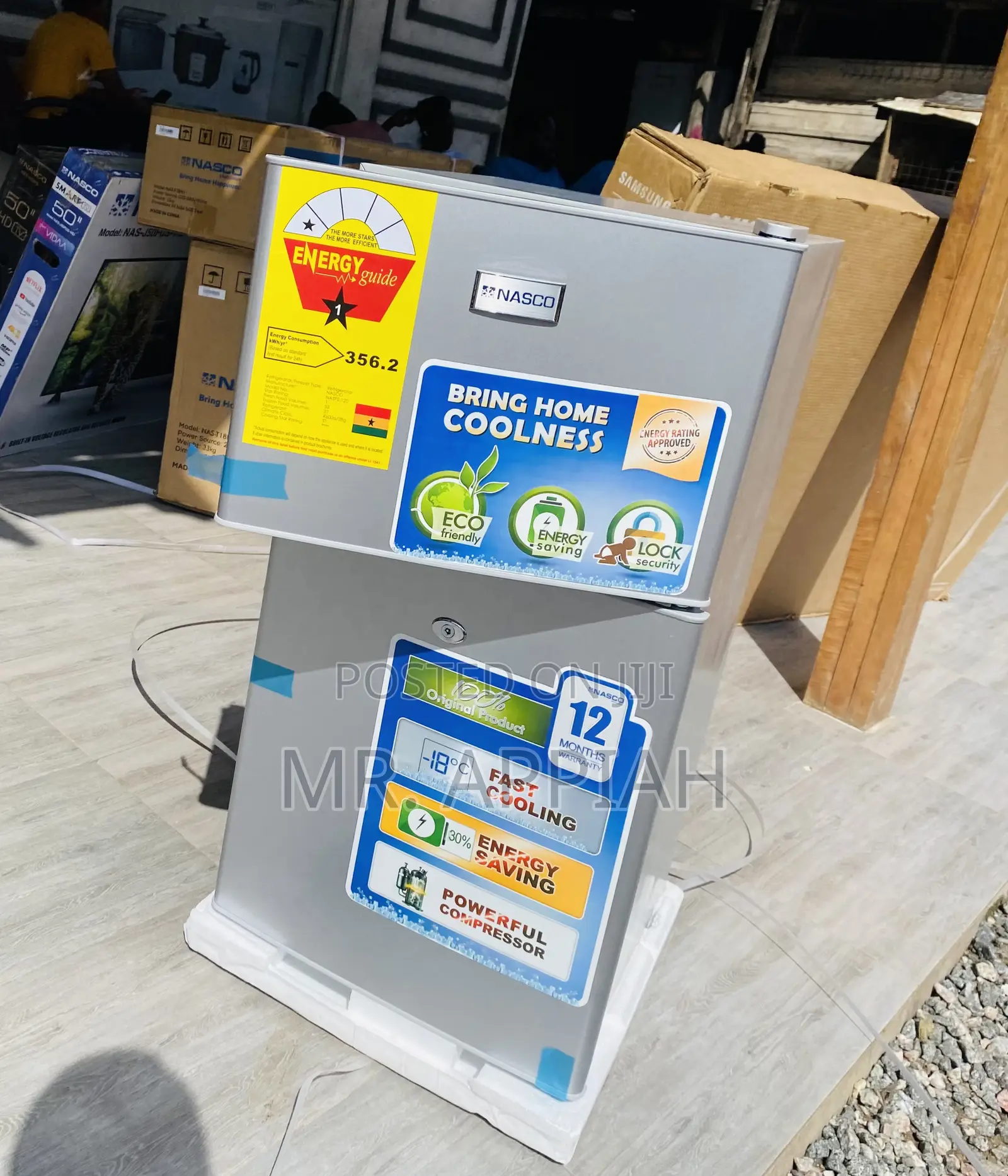 Direct Cooling Nasco 2 Door Table Top Electric Fridge(Gray)