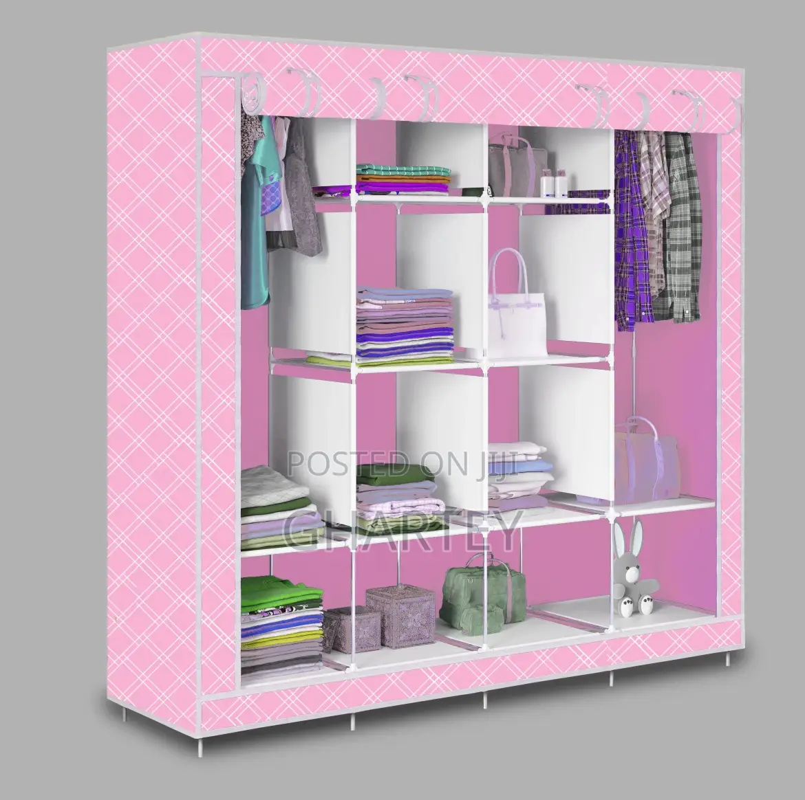 Foldable 4 In 1 Wardrobe Pink