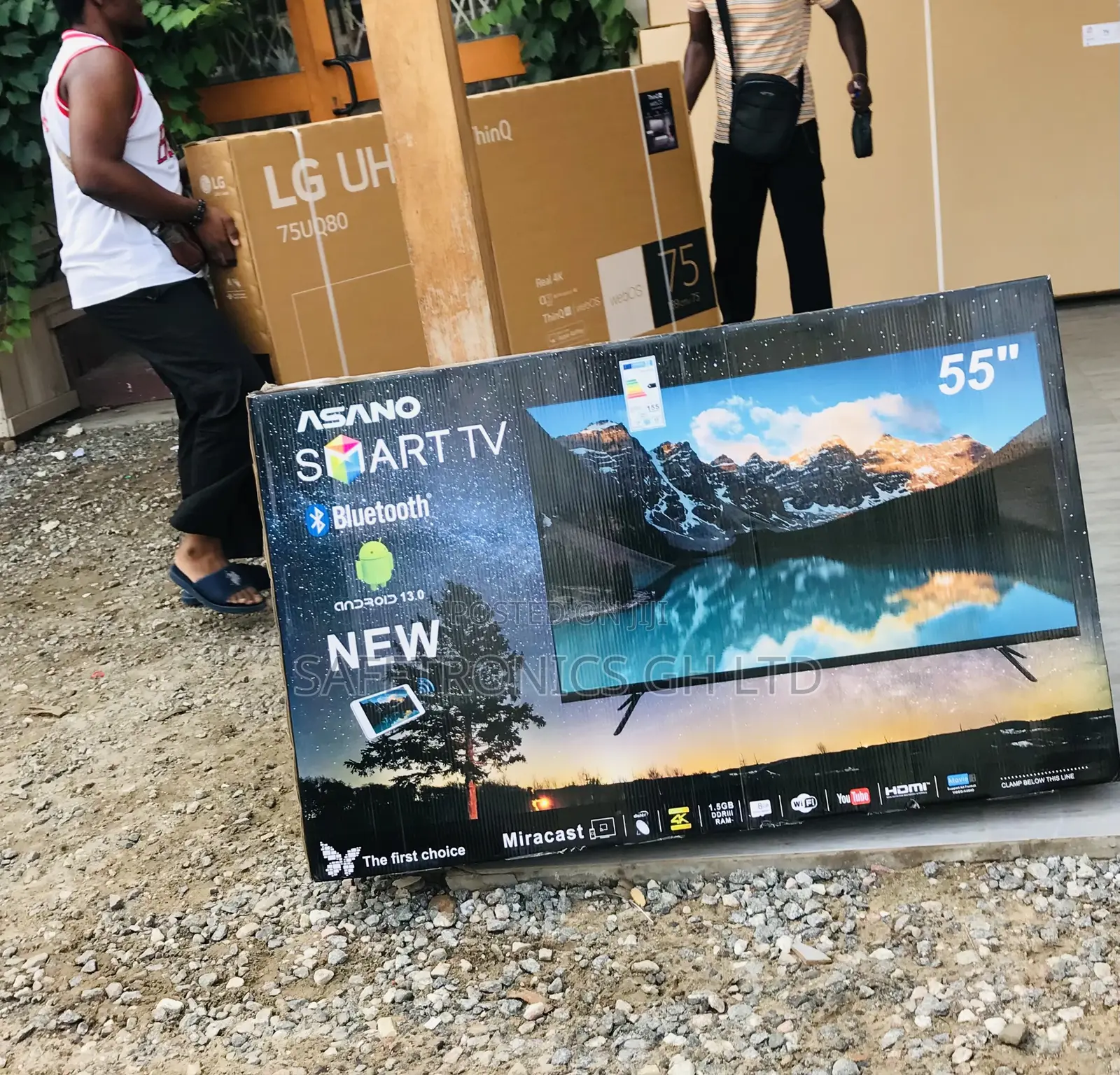 UHD Led Smart Asano 55 Inches Glossy Crystal Black Tv