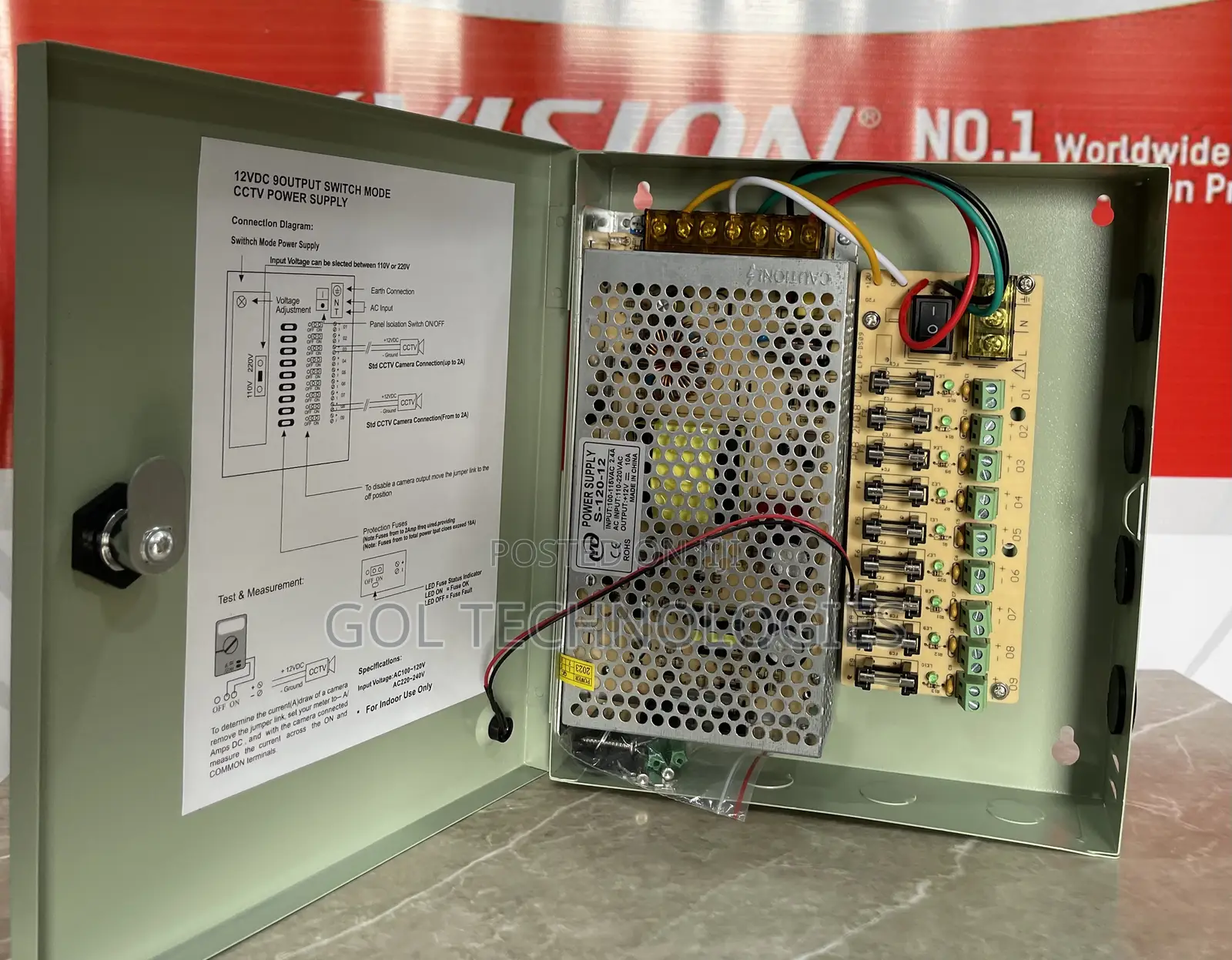 10ah CCTV Power Supply With Fuse (9CH Outlet)