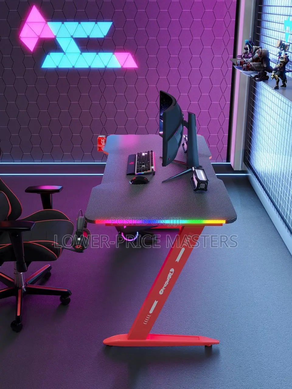 Modern Gaming Table / Computer Desk (7 Colours RGB Light)