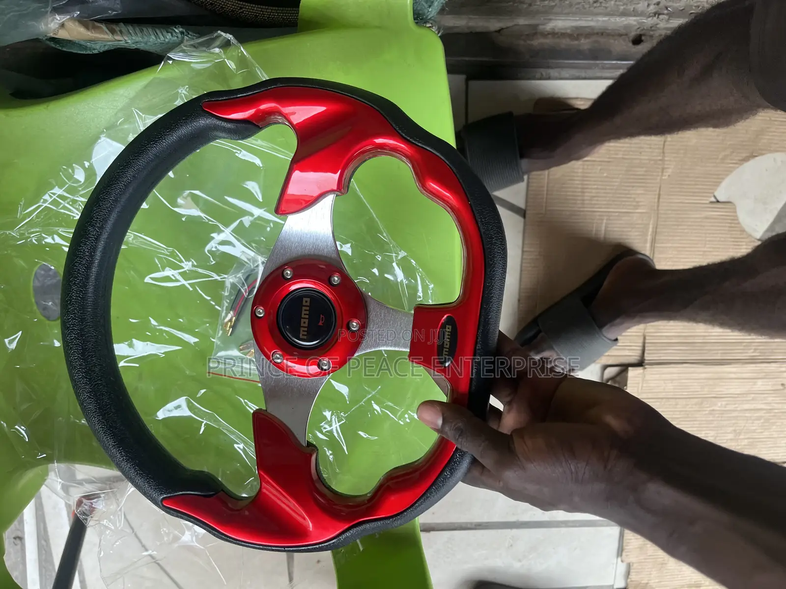 Steering Wheel Sports Red With Black Complete