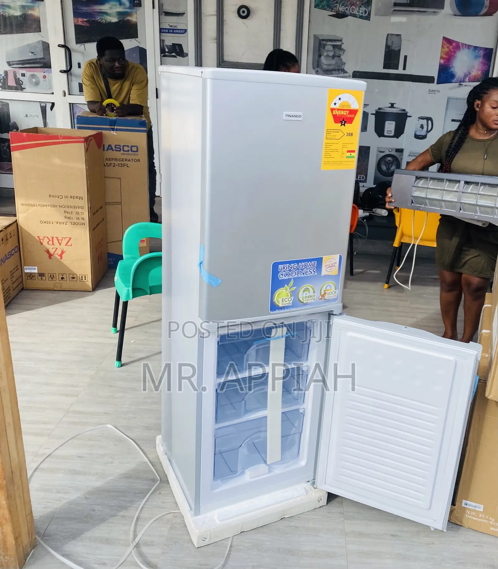 Manual Defrost Nasco NASD2-20 2 Door Electric Fridge(Gray).