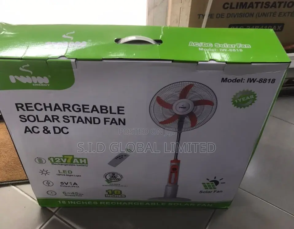 Locate New Iwin Rechargeable Solar Stand Fan