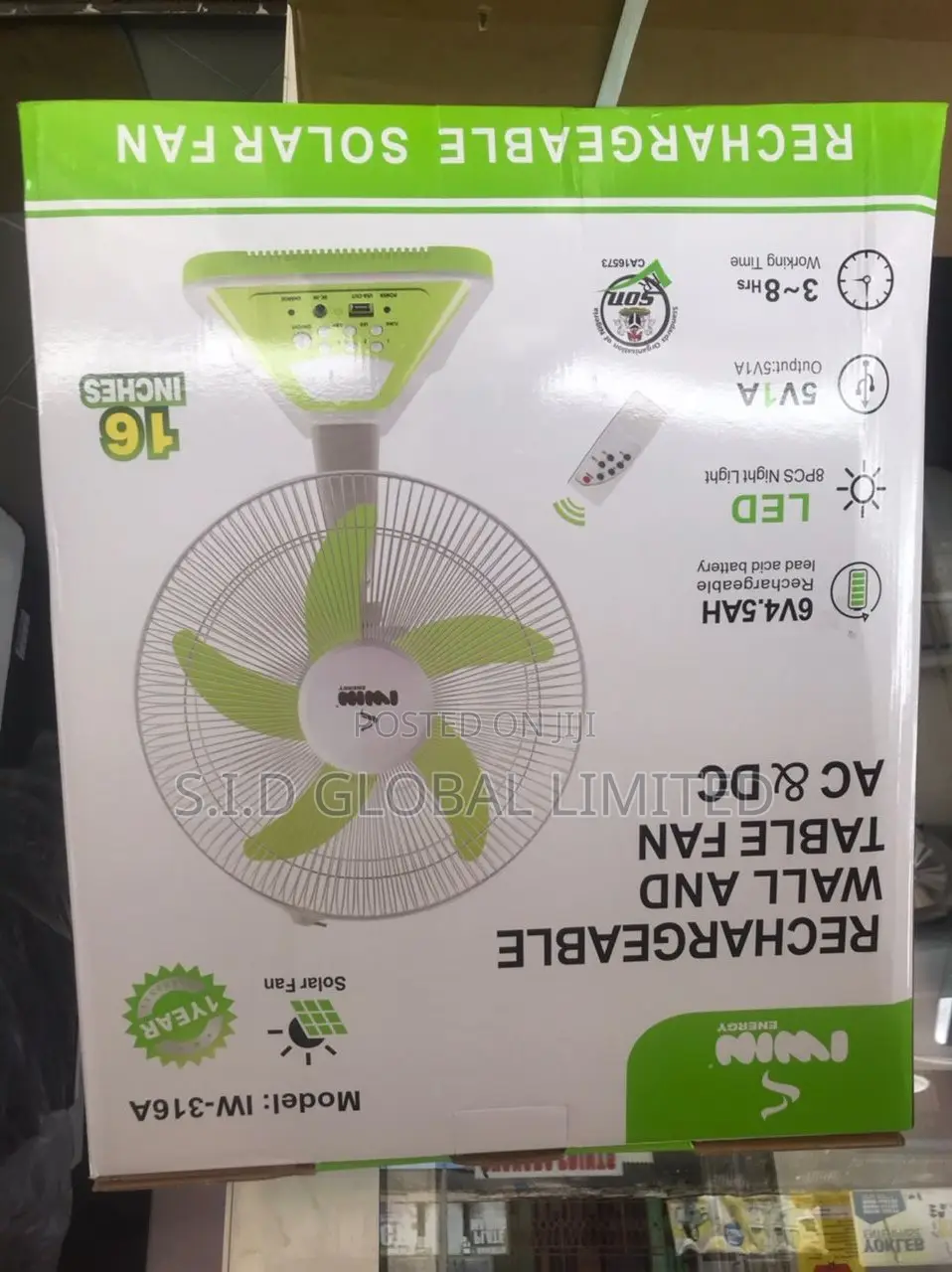 Wonderful Iwin Solar Rechargeable Stand Fan