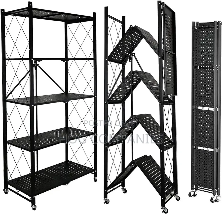 Foldable 5 Tier Kitchen Rack Organizer With Wheels